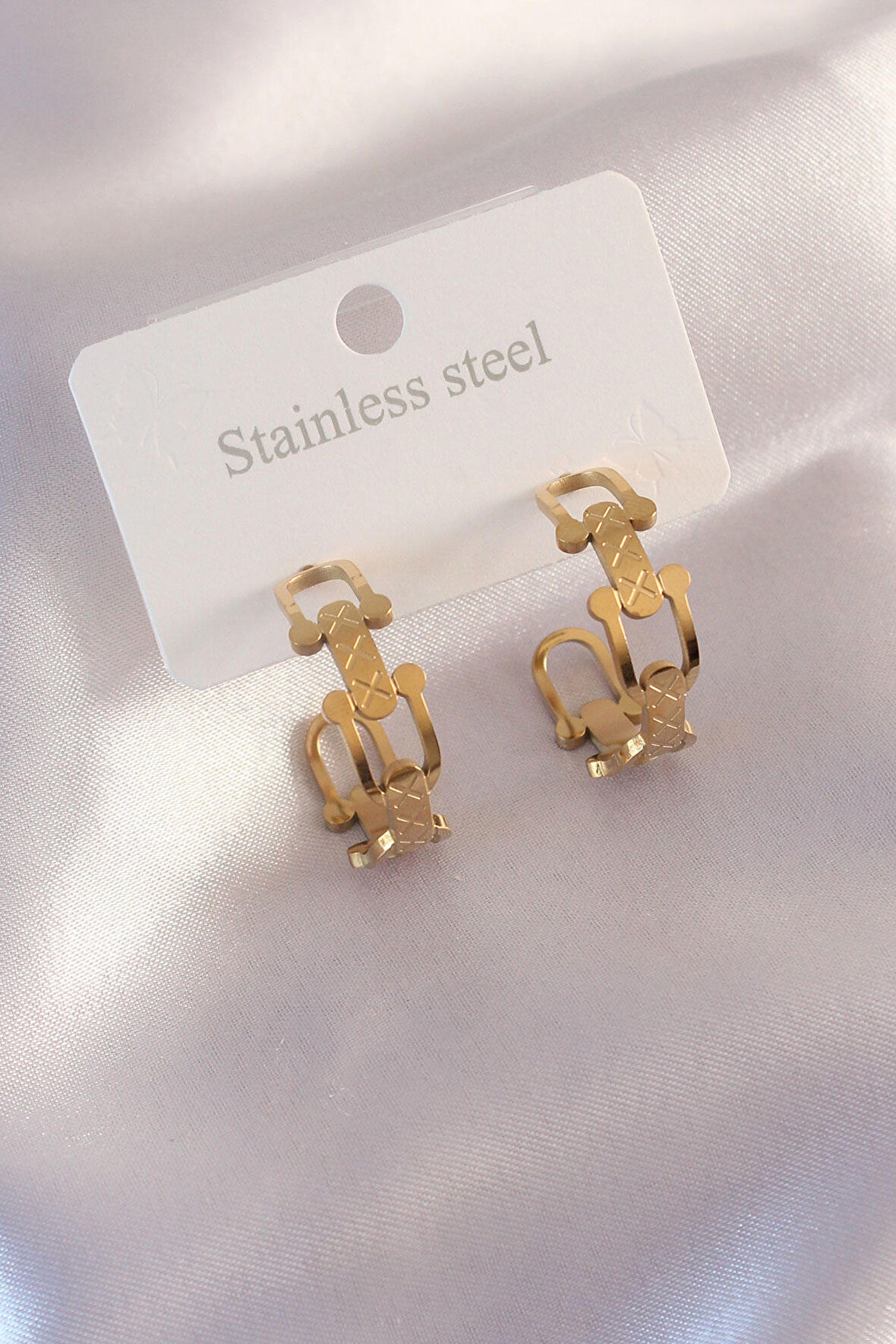 STİLLOVE Çelik Gold Renk Tifanny Zincir Model Kadın Küpe