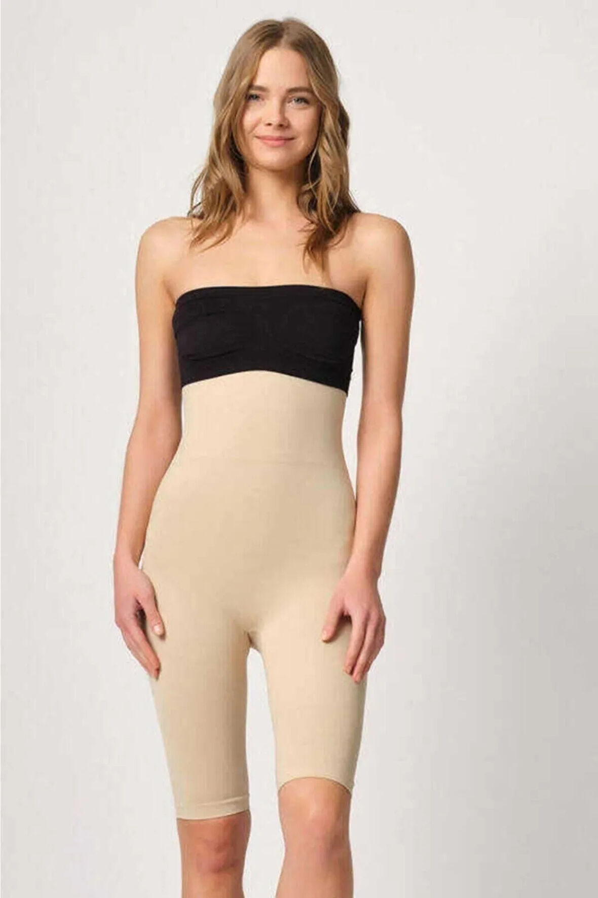 Kadın Ten Ultra Yüksek Bel Dikişsiz Uzun Paça Boxer Korse 2044