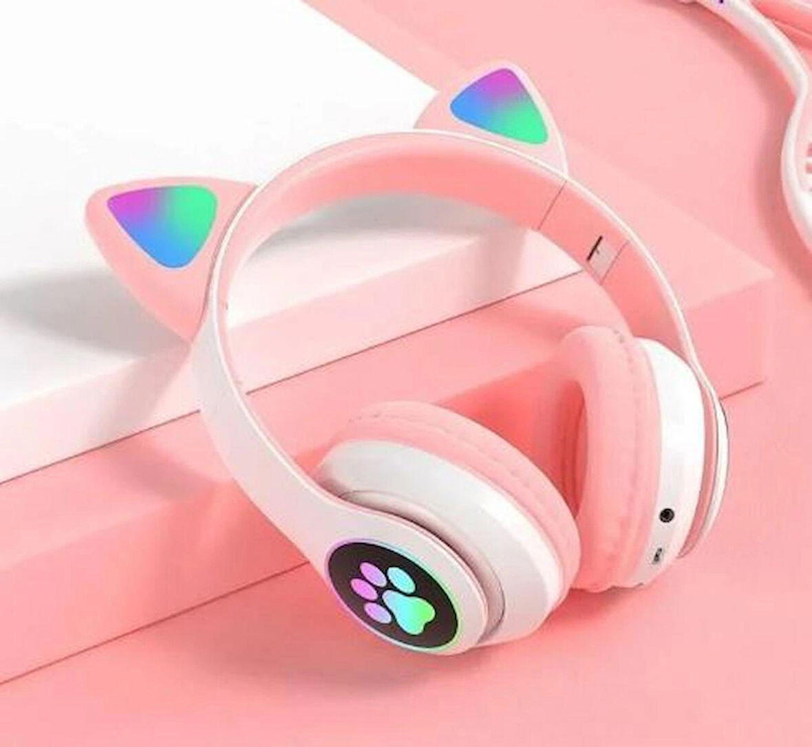 Pembe Kulak Üstü Kablosuz Bluetooth Kulaklık