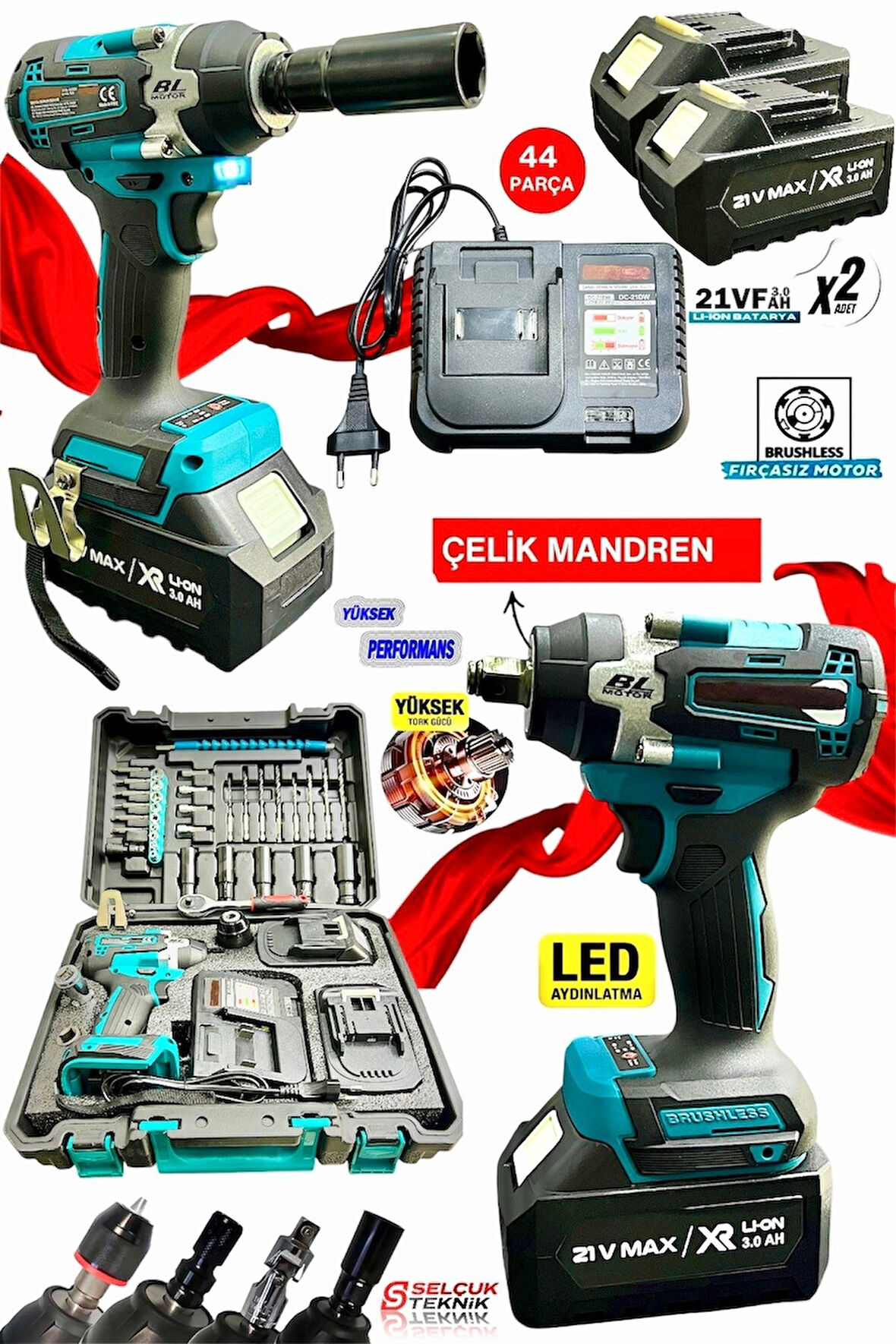 21v 3.0ah Akülü Torklu Somun Sıkma Bijon Sökme Kömürsüz Matkap Kömürsüz Çelik Mandren