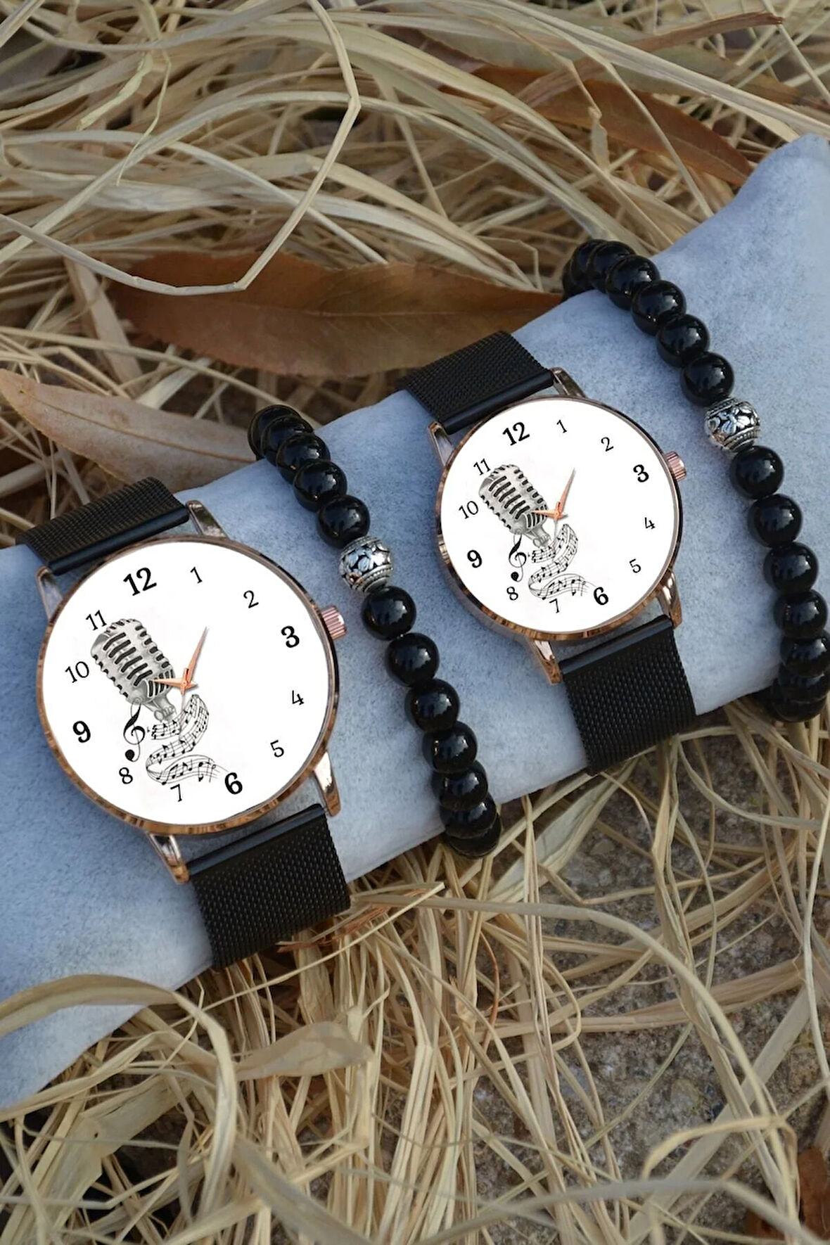 Çift Saatleri Sevgili Saati Mikrofon Tasarımlı Çift Kol Saatleri