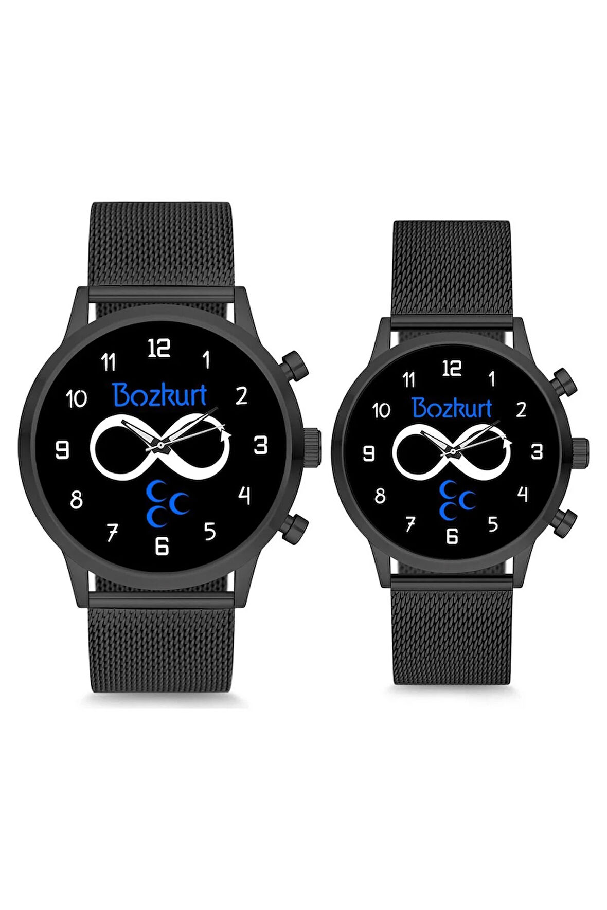 Çift Saatleri Sevgili Saati Siyah Bozkurt Çift Kol Saati