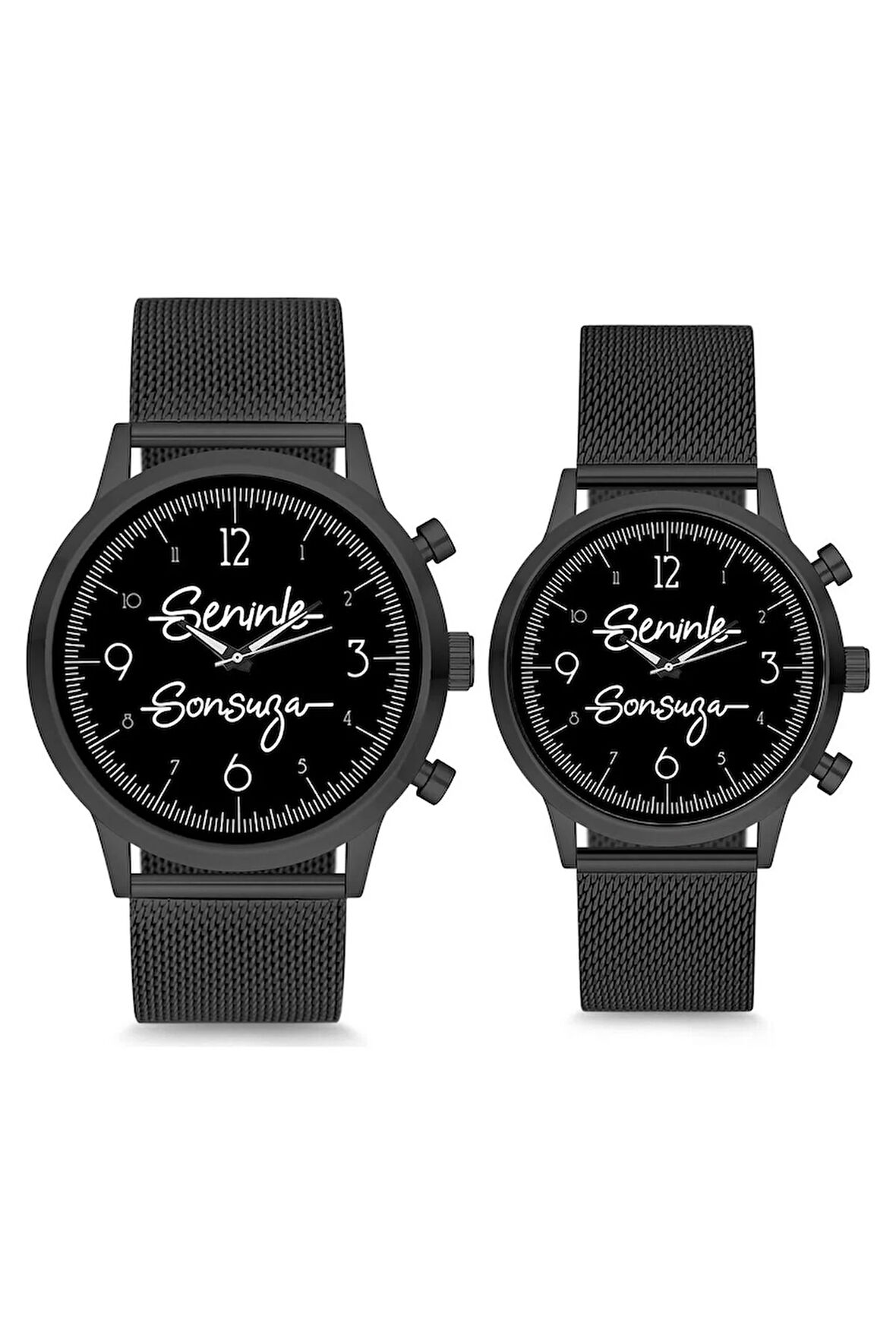 Çift Saatleri Sevgili Saati Siyah Seninle Sonsuza Sade Çift Kol Saati