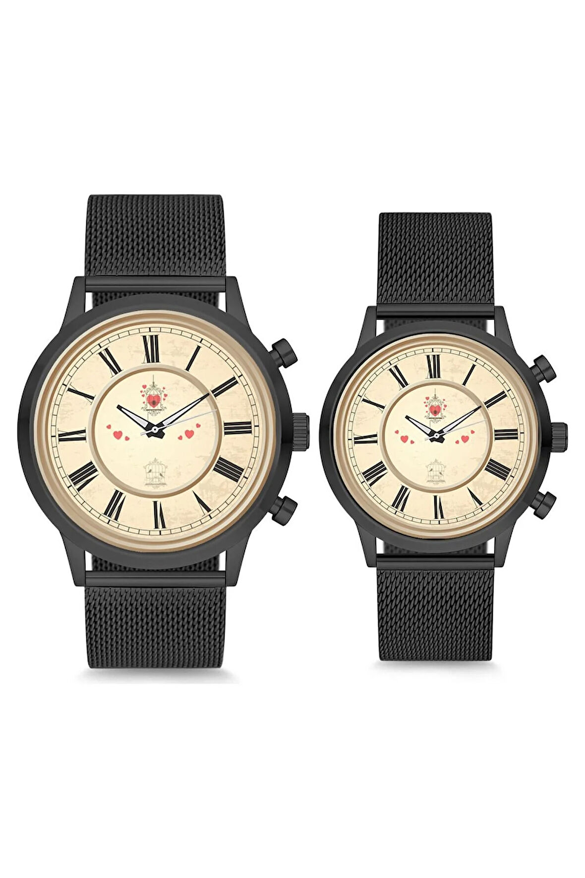 Çift Saatleri Sevgili Saati Romen Rakam Sade Kalpli Çift Kol Saati