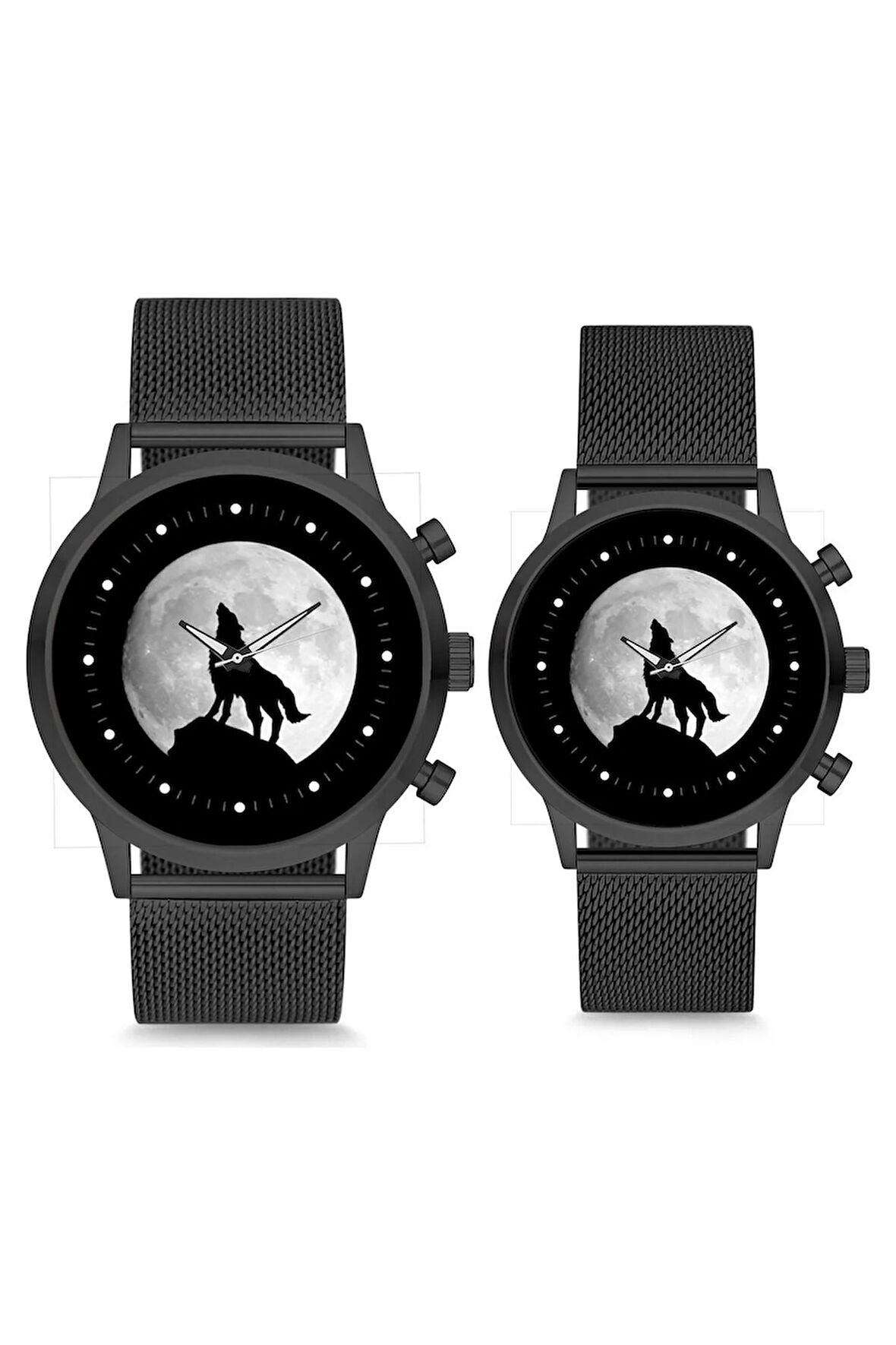 Çift Saatleri Sevgili Saati Siyah Bozkurt Ay Çift Kol Saati