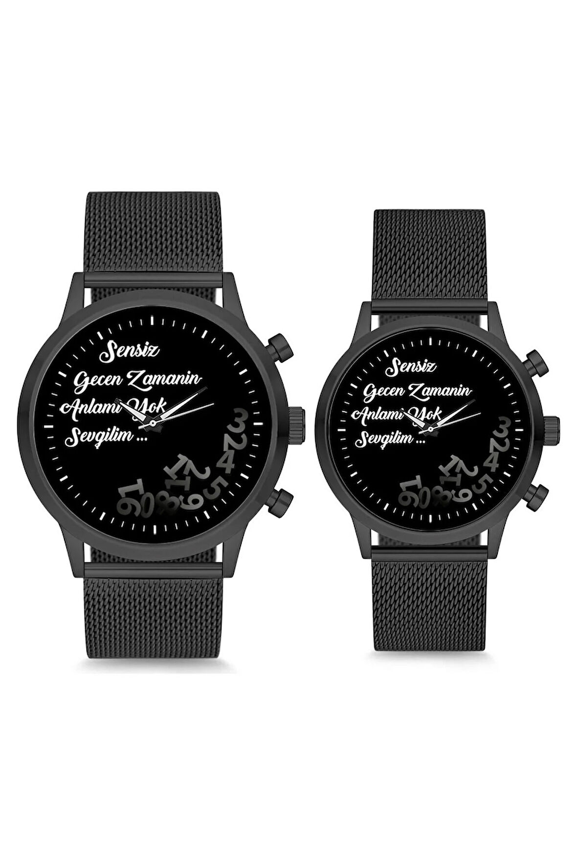 Çift Saatleri Sevgili Saati Siyah Sensiz Geçen Zamanın Anlamı Yok Çift Kol Saati