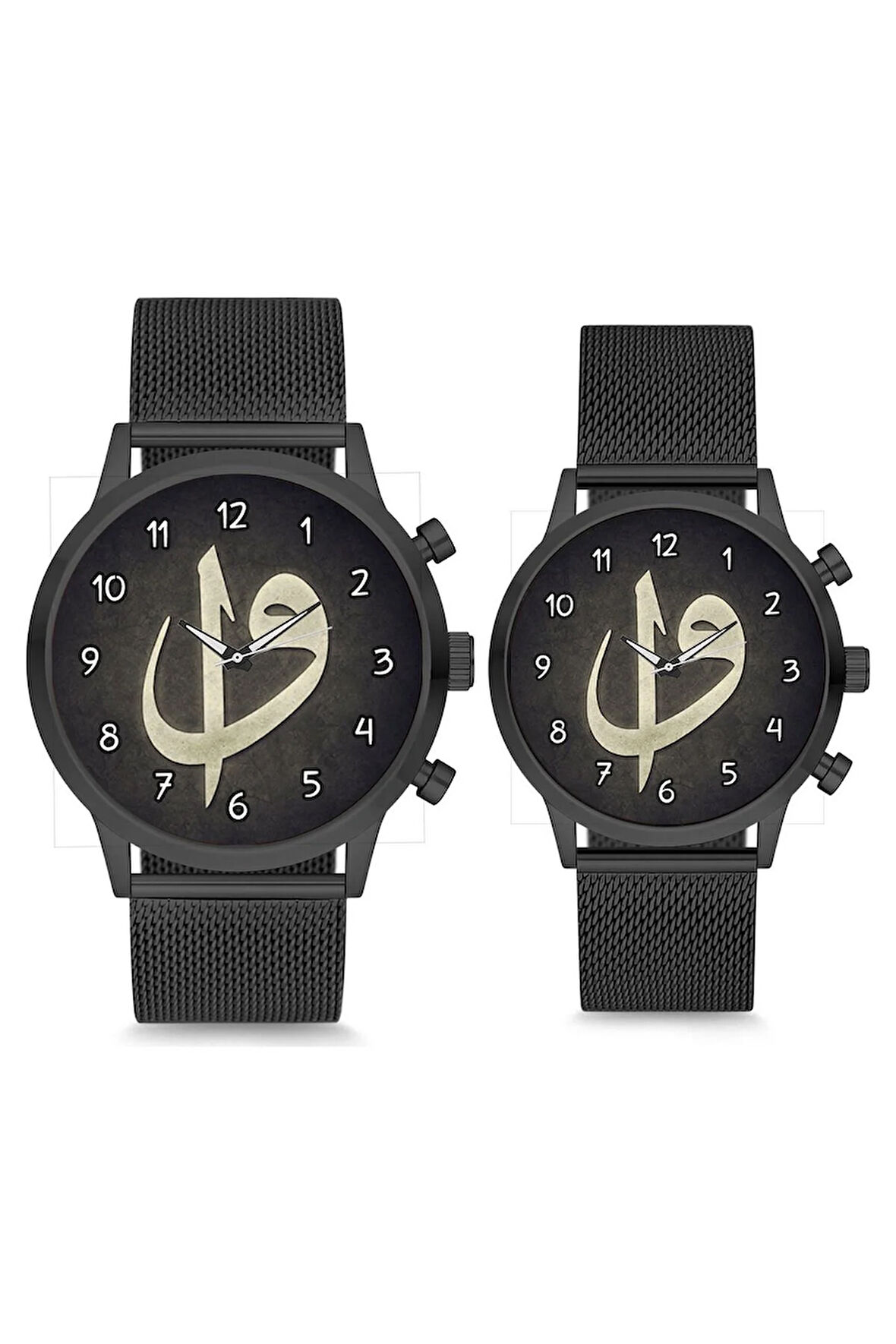 Çift Saatleri Sevgili Saati Siyah Elif Vav Çift Kol Saati