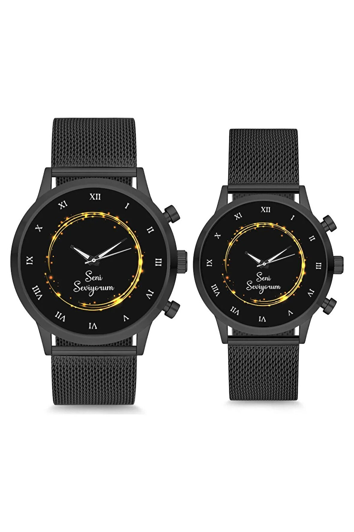 Çift Saatleri Sevgili Saati Siyah Seni Seviyorum Romen Rakam Çift Kol Saati
