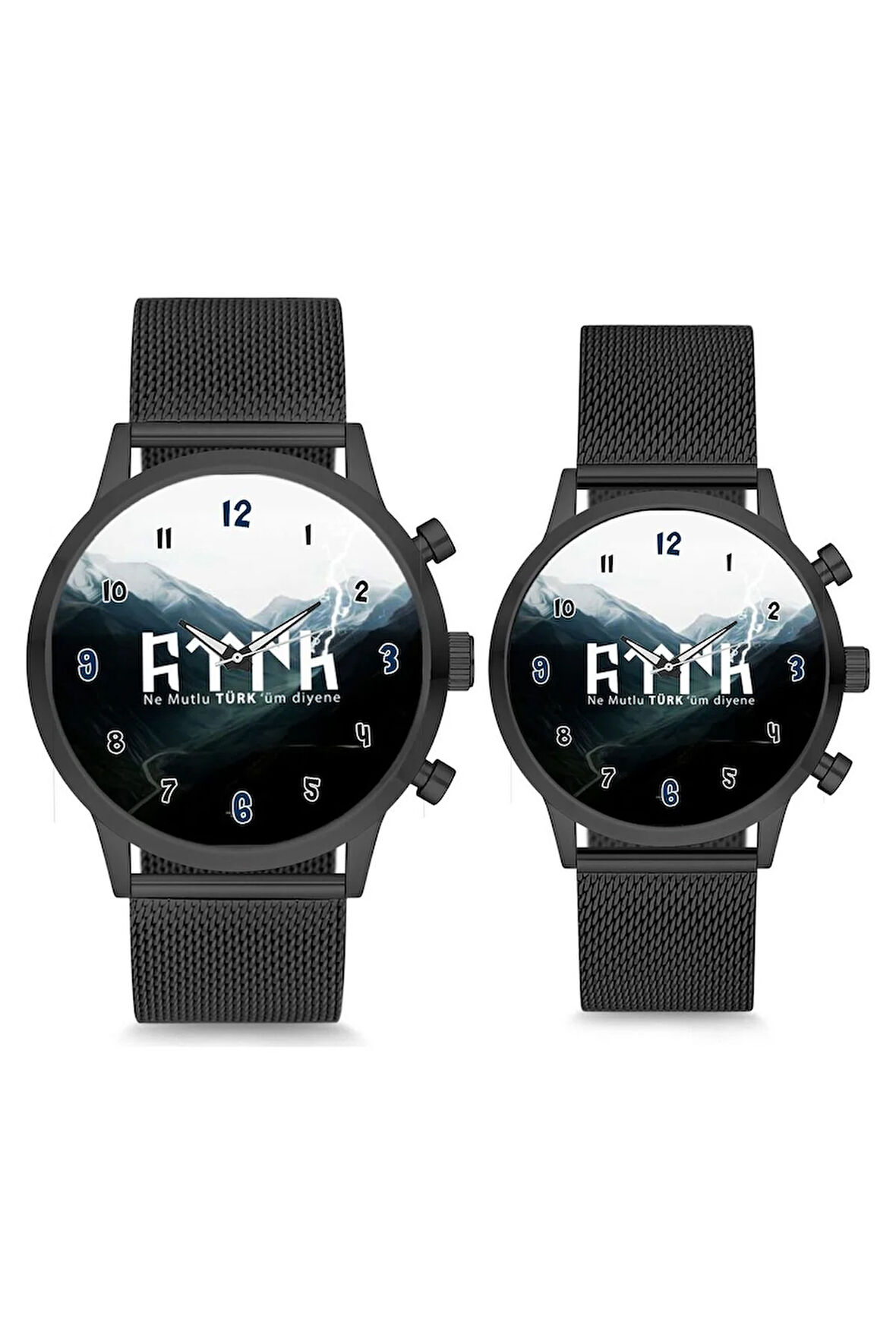 Çift Saatleri Sevgili Saati Siyah Göktürk Türk Çift Kol Saati