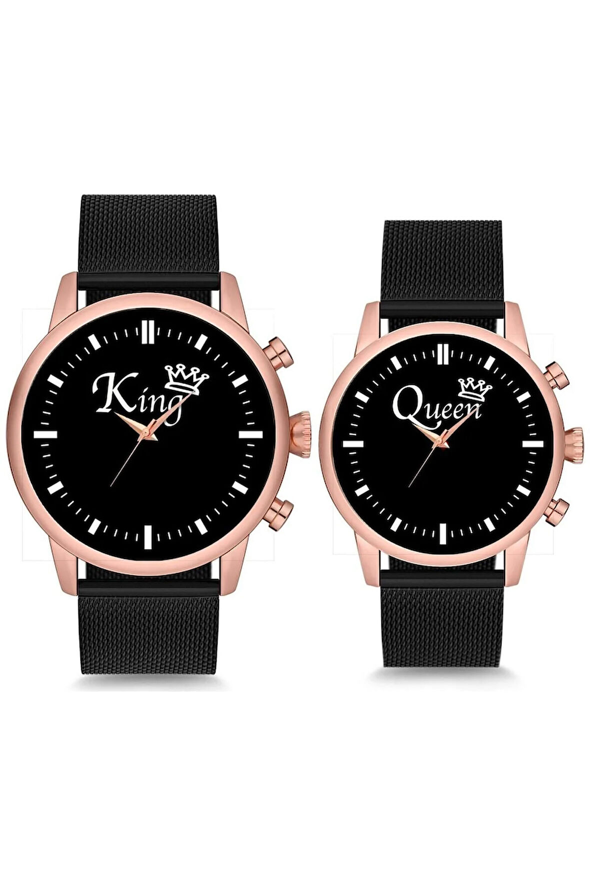 Çift Saatleri Sevgili Saati Siyah King Queen Çift Kol Saati