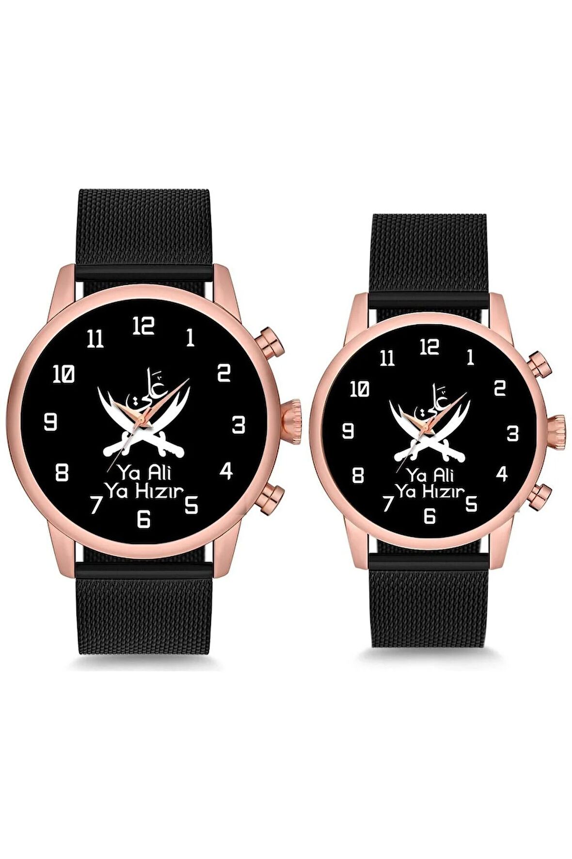 Çift Saatleri Sevgili Saati Siyah Ya Ali Ya Hızır Zulfikar Çift Kol Saati