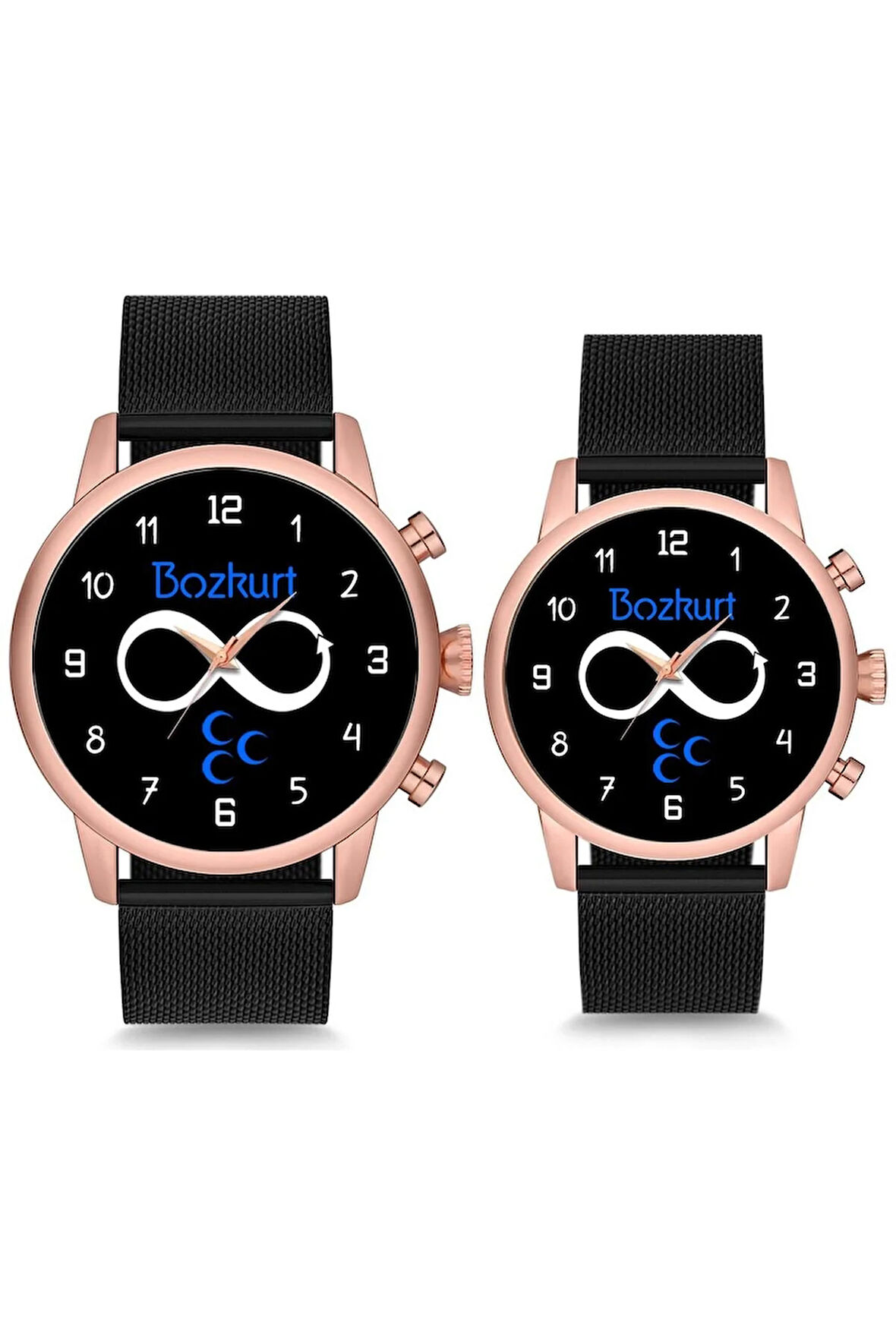Çift Saatleri Sevgili Saati Siyah Bozkurt Çift Kol Saati