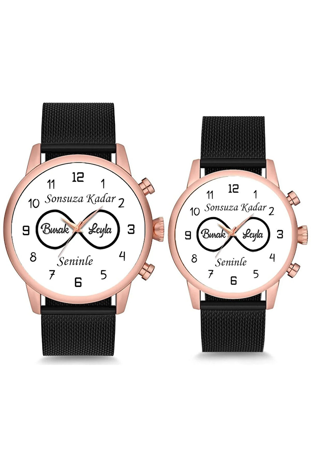 Çift Saatleri Sevgili Saati Sonsuza Kadar Sonsuzluk İsimli ve Tarihli Çift Kol Saatleri