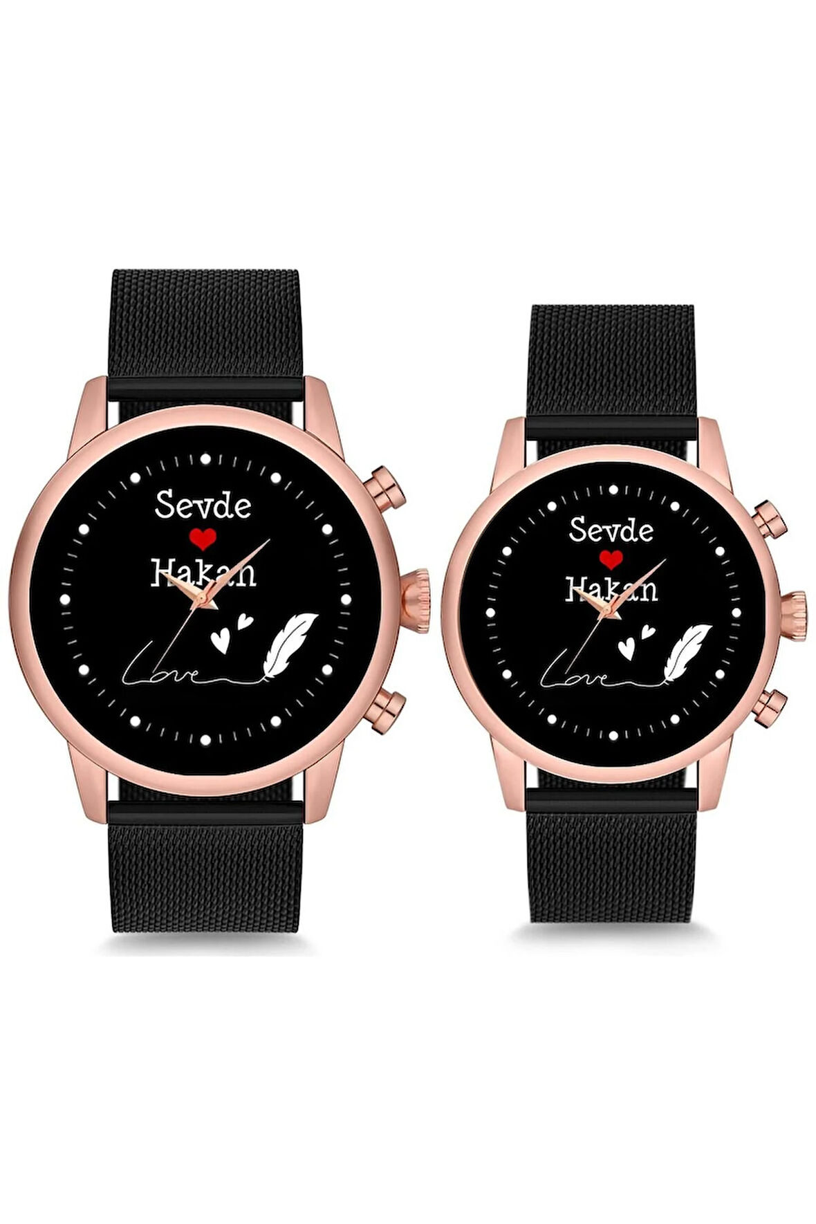 Çift Saatleri El Yazısı Love Sevgili Kol Saatleri İsimli ve Tarihli Çift Kol Saatleri