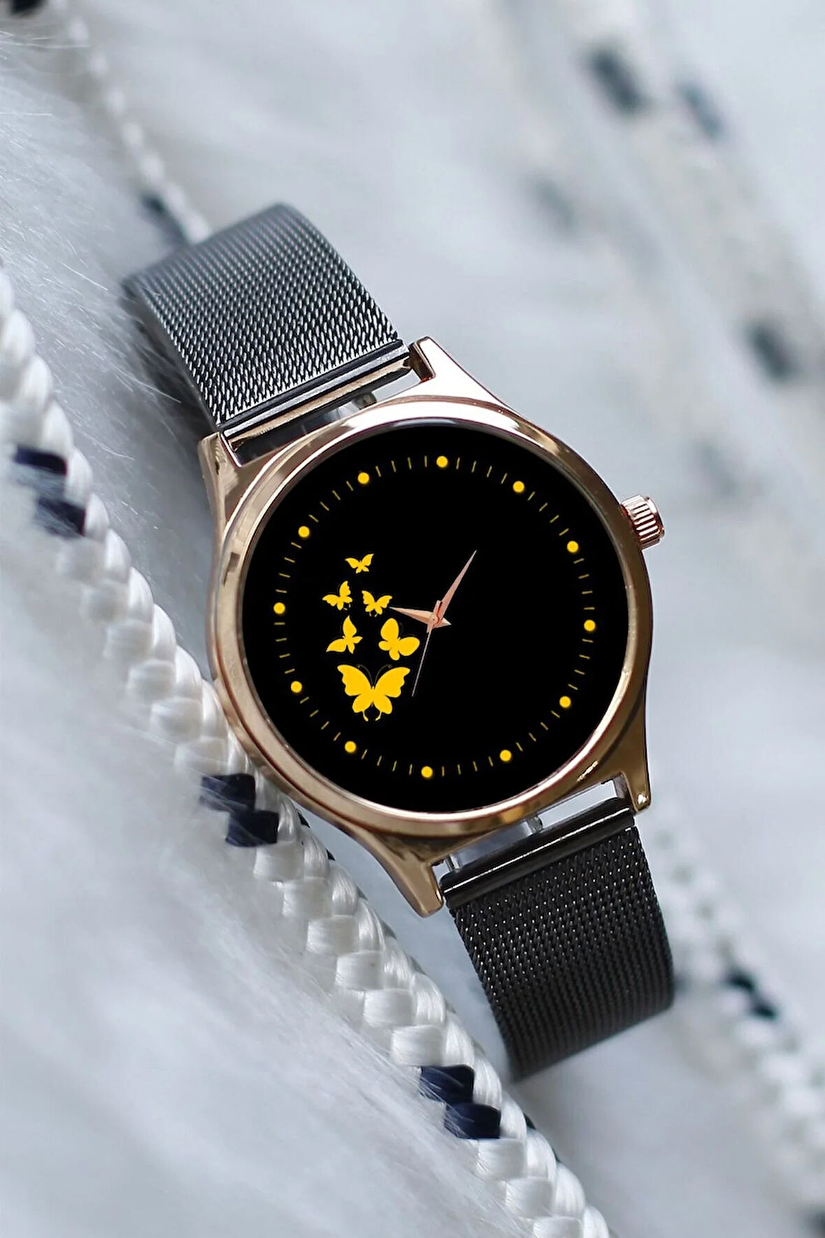 Kadın Kol Saati Sarı Kelebekler Kol Saati