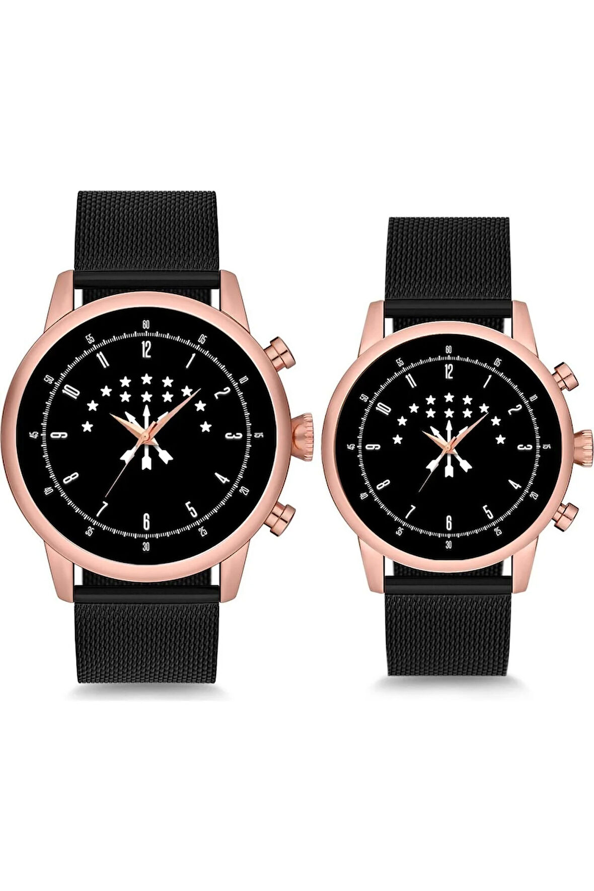 Çift Saatleri Çerkez Çift Kol Saati | Çerkez Amblemli Siyah Çift Kol Saati