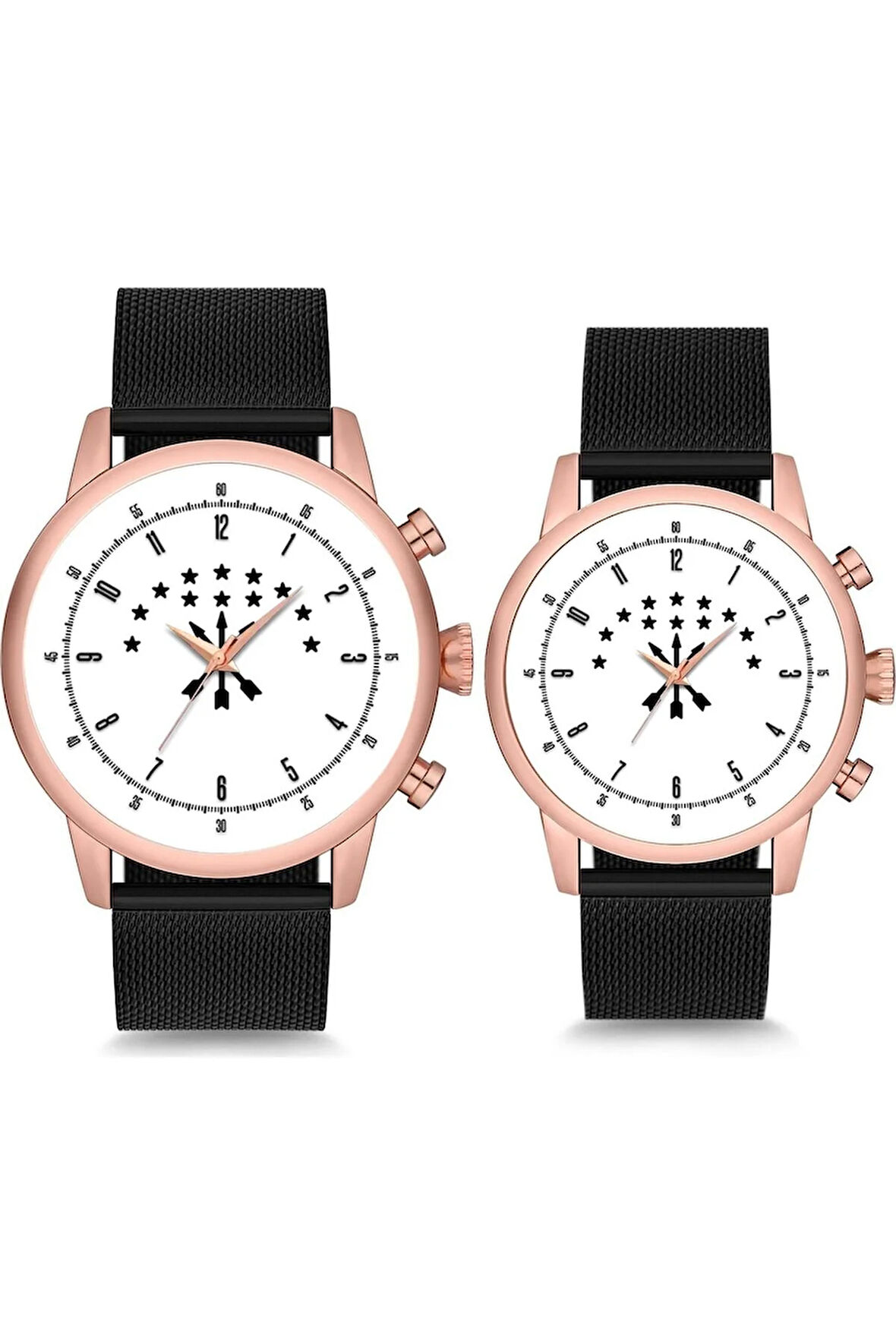 Çift Saatleri Çerkez Çift Kol Saati | Çerkez Amblemli Beyaz Çift Kol Saati