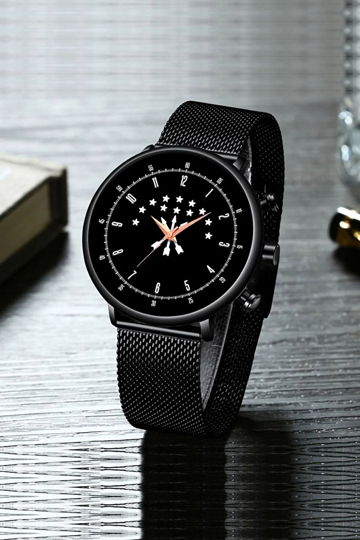 Çerkez Erkek Kol Saati | Çerkez Amblemli Siyah Erkek Kol Saati