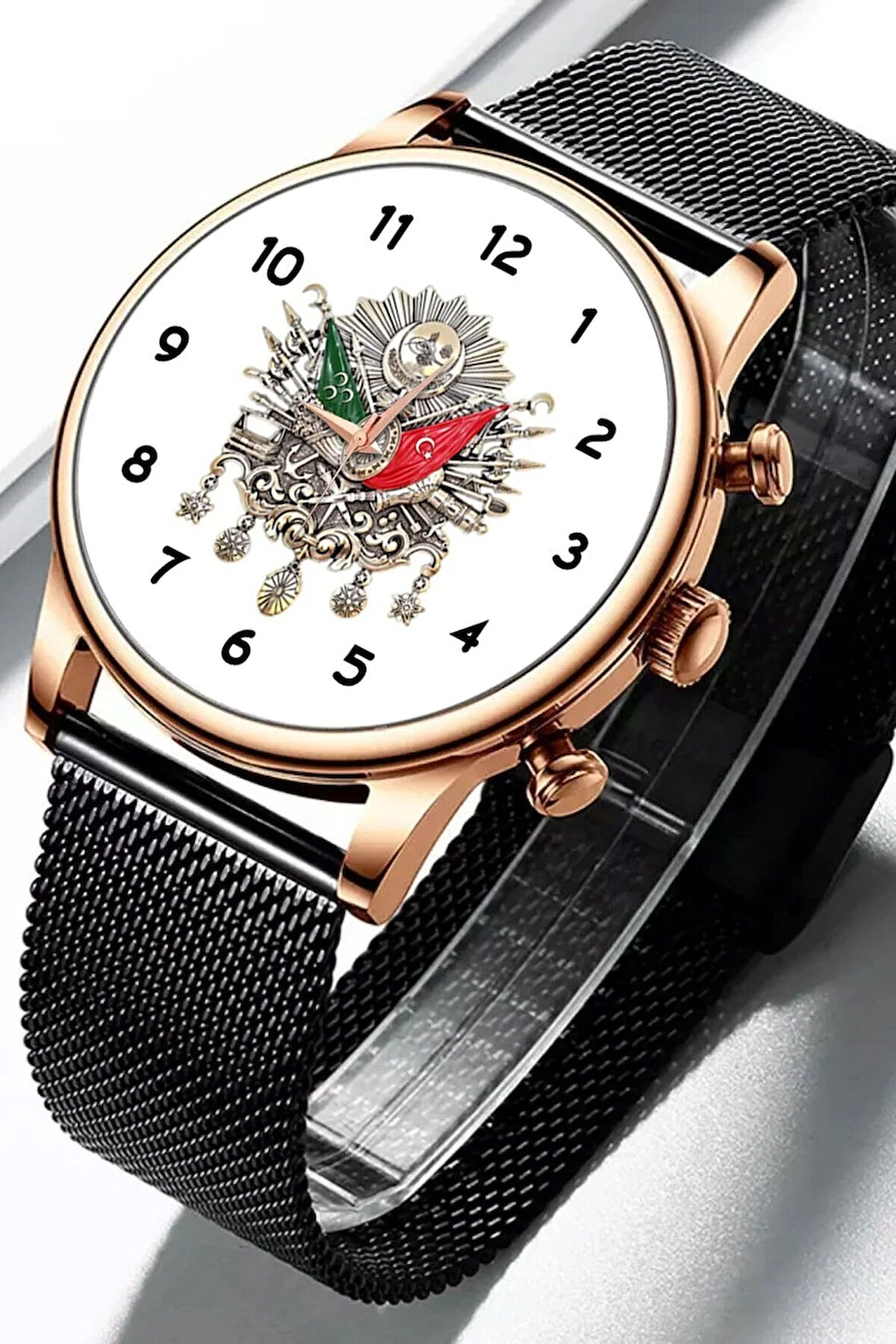 Osmanlı Tuğrası Bay Kol Saati Beyaz Tasarım