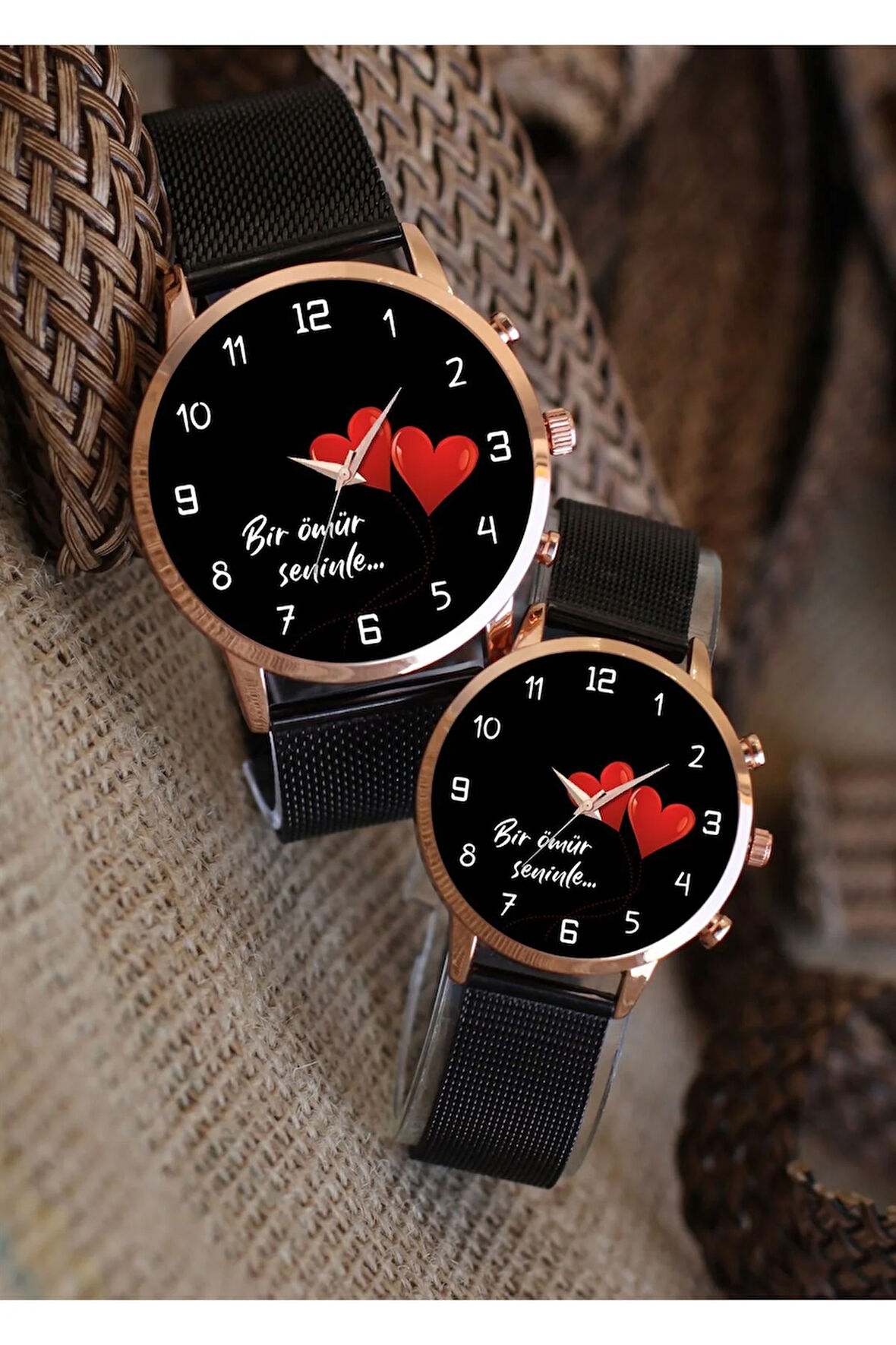 Çift Saatleri Sevgililer Günü Hediyesi Bir Ömür Seninle Çift Kol Saati Kalpli Bay Kol Saati