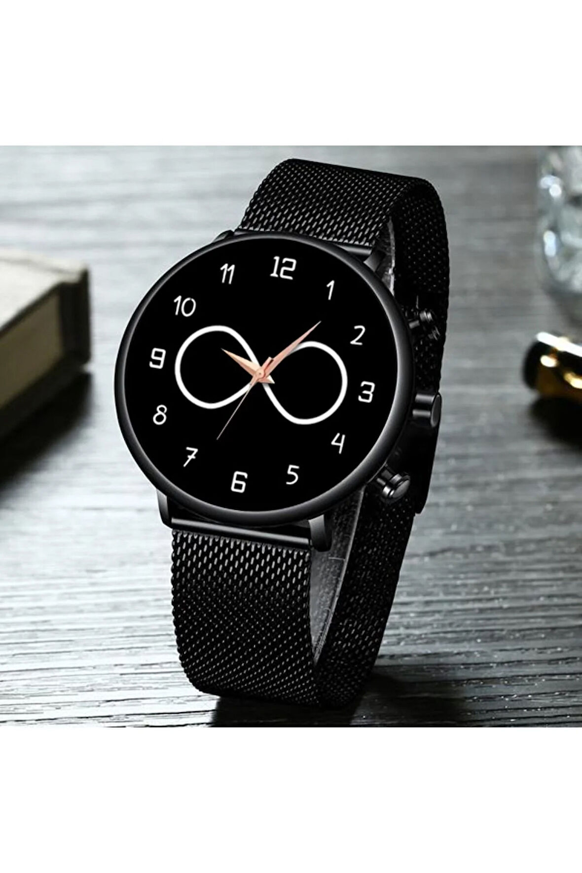 Erkek Saati Sonsuzluk Bay Saati Aşk Saati Doğum Günü Hediyesi Siyah Erkek Kol Saati
