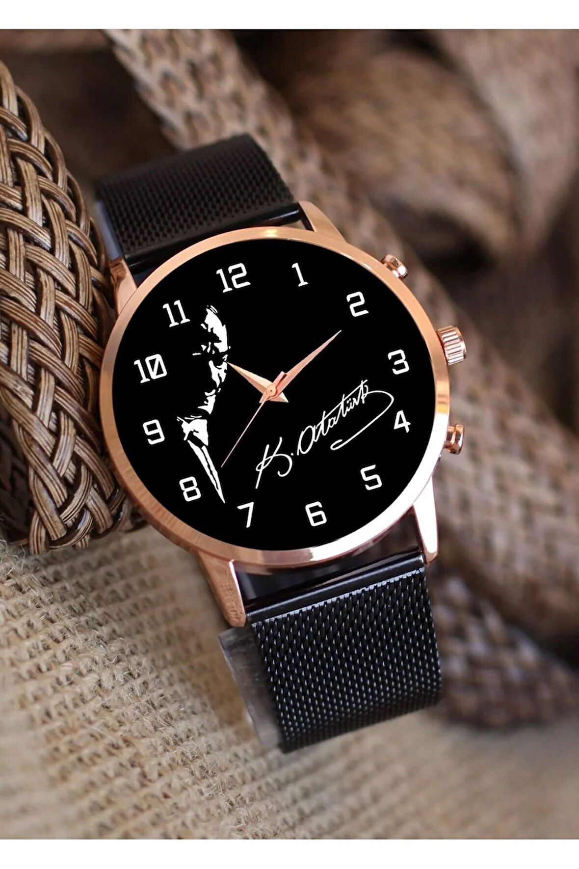 Mustafa Kemal Atatürk Silueti Ve Imzası Tek Kol Saati Doğum Günü Hediyesi