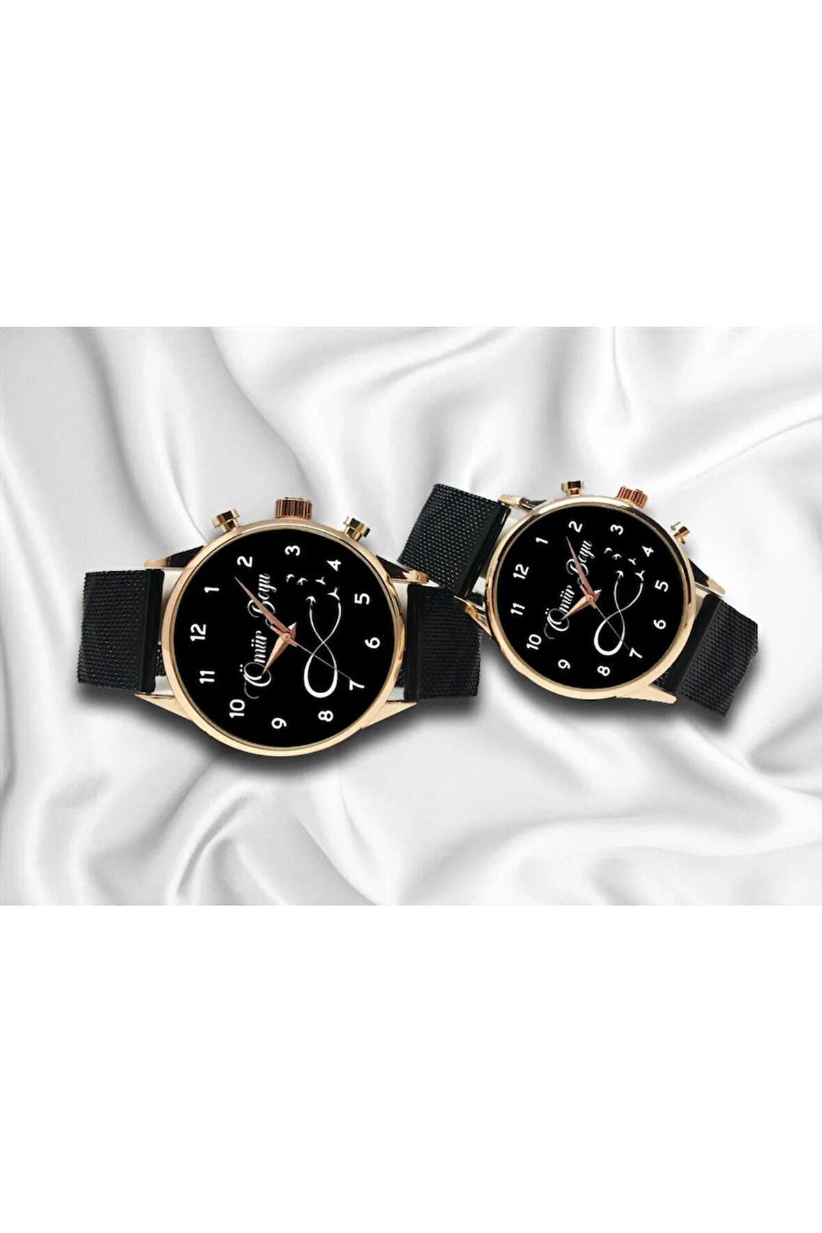 Çift Saatleri Sevgili Saati Ömür Boyu Siyah Hasır Çift Kol Saati Sevgililer Günü Hediyesi