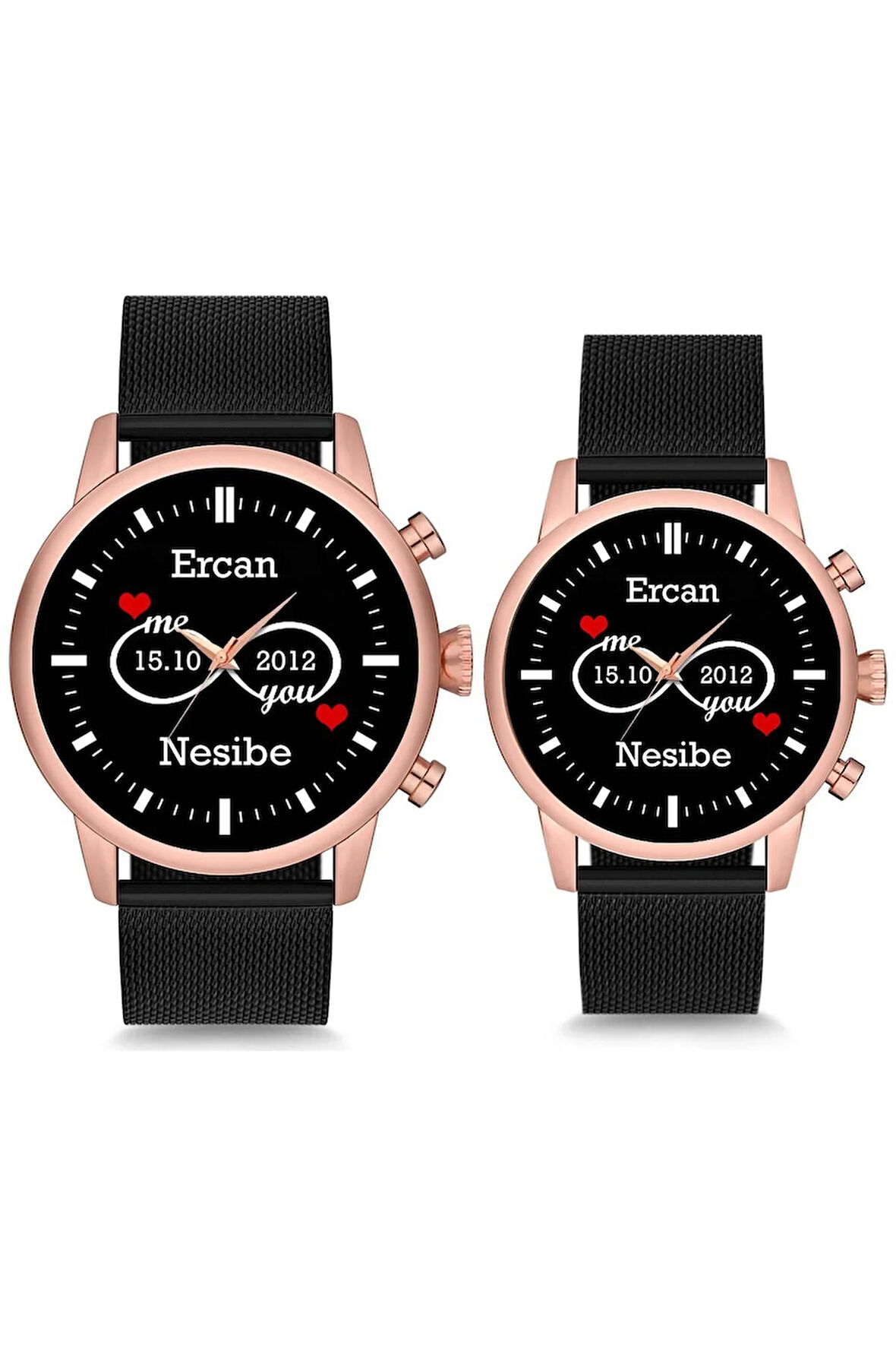 Me You İsimli ve Tarihli Çift Sevgili Kol Saatleri