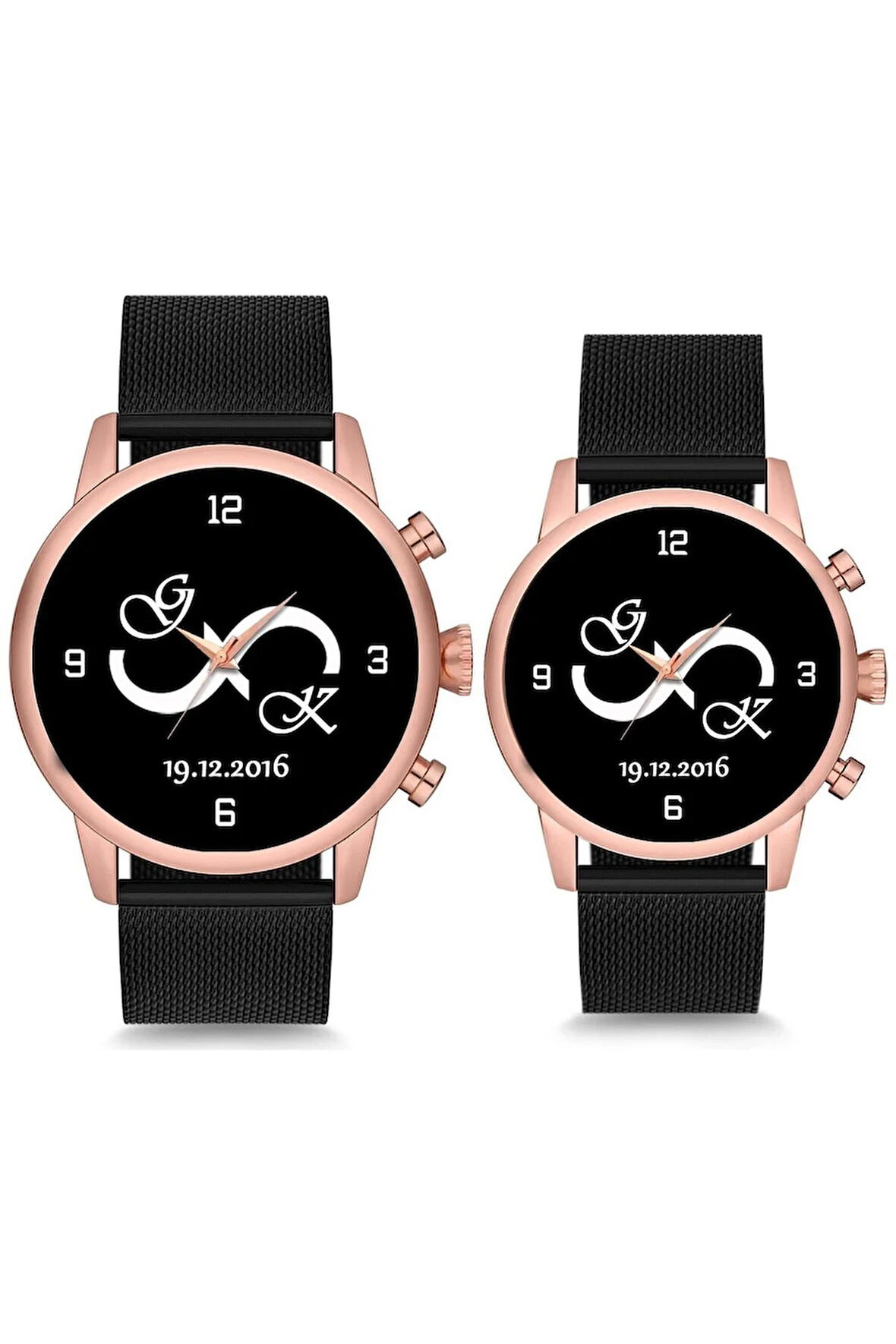 Sade Sonsuzluk İsimli ve Tarihli Çift Sevgili Kol Saati