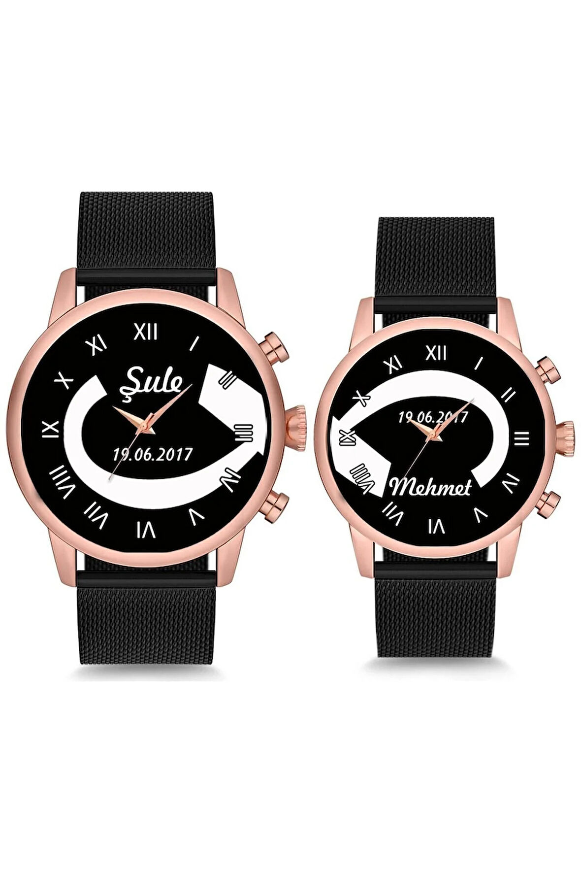 Birleşik Sonsuzluk İsimli ve Tarihli Sevgili Çift Kol Saatleri