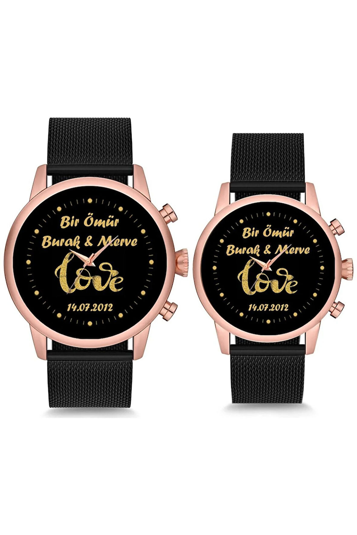 Love İsimli ve Tarihli Sevgili Çift Kol Saatleri