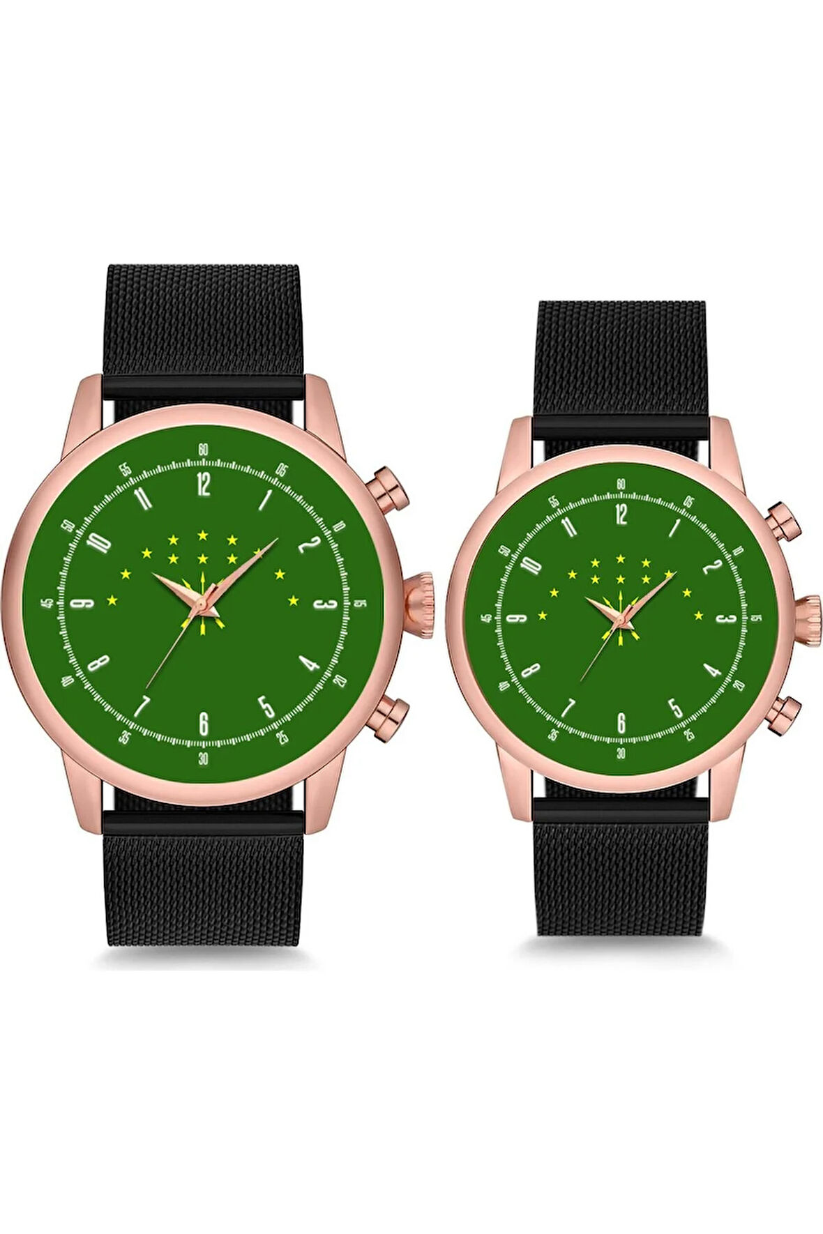 Çerkez Amblemli Yeşil Çift Kol Saati