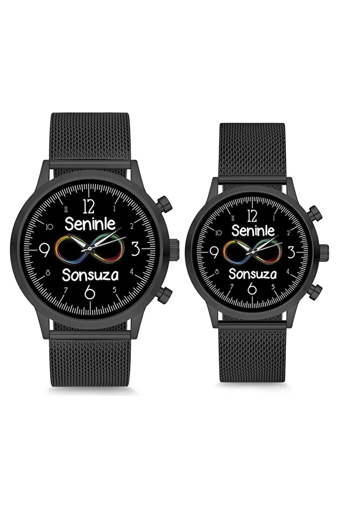 Siyah Seninle Sonsuza Sonsuzluk Çift Sevgili Kol Saati