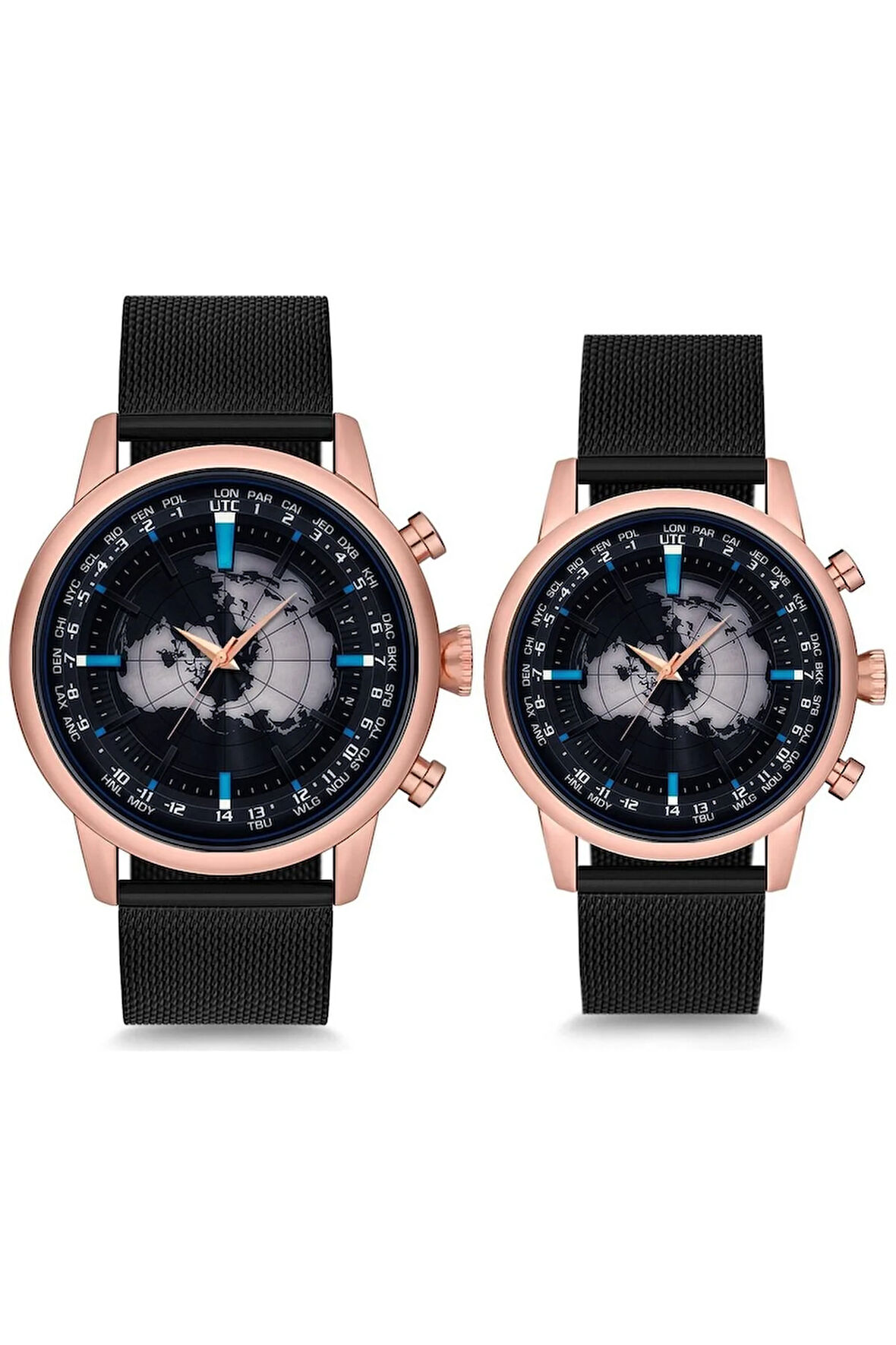 Dünya Haritası Çift Sevgili Kol Saati