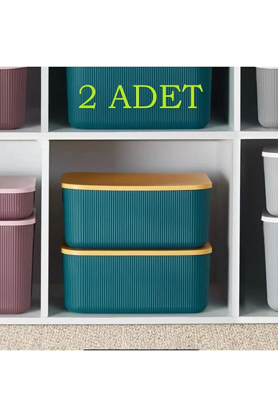 2 Adet Storage 13 lt Yeşil Çok Amaçlı Dolap İçi Düzenleyici Kapaklı Kutu