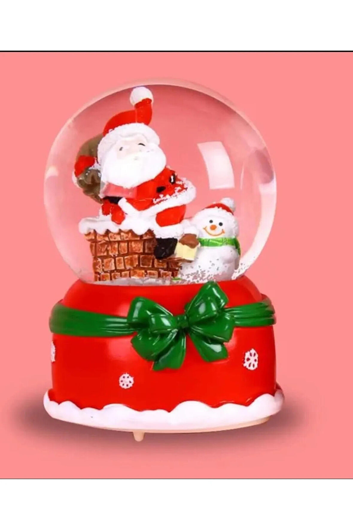 Işıklı Müzikli Kar Küresi Noel Baba Kardan Adam Tasarımlı 13 cm Büyük Boy Işıklı Müzikli Kar Küresi