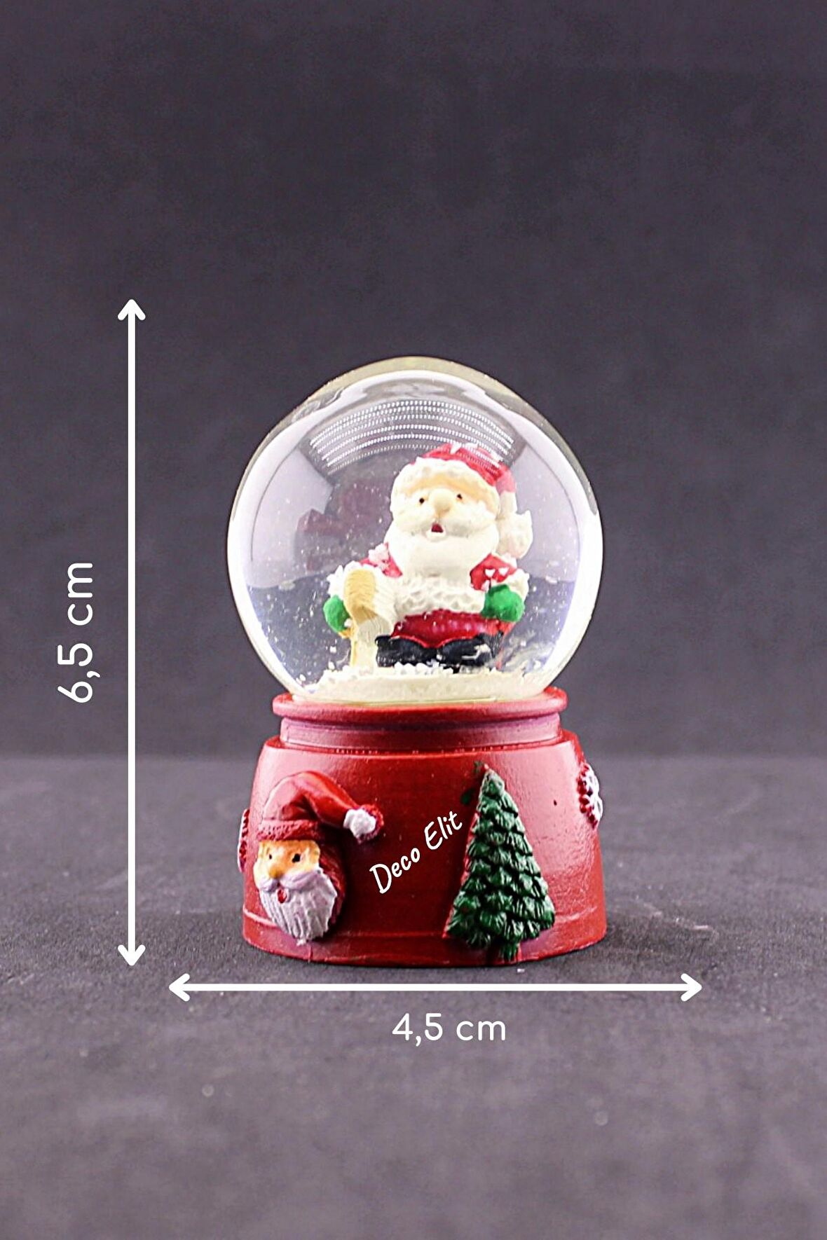 Dekoratif Yeni Yıl Hediyesi Noel Baba Temalı Mini Boy Işıklı Kar Küresi 6,5 cm