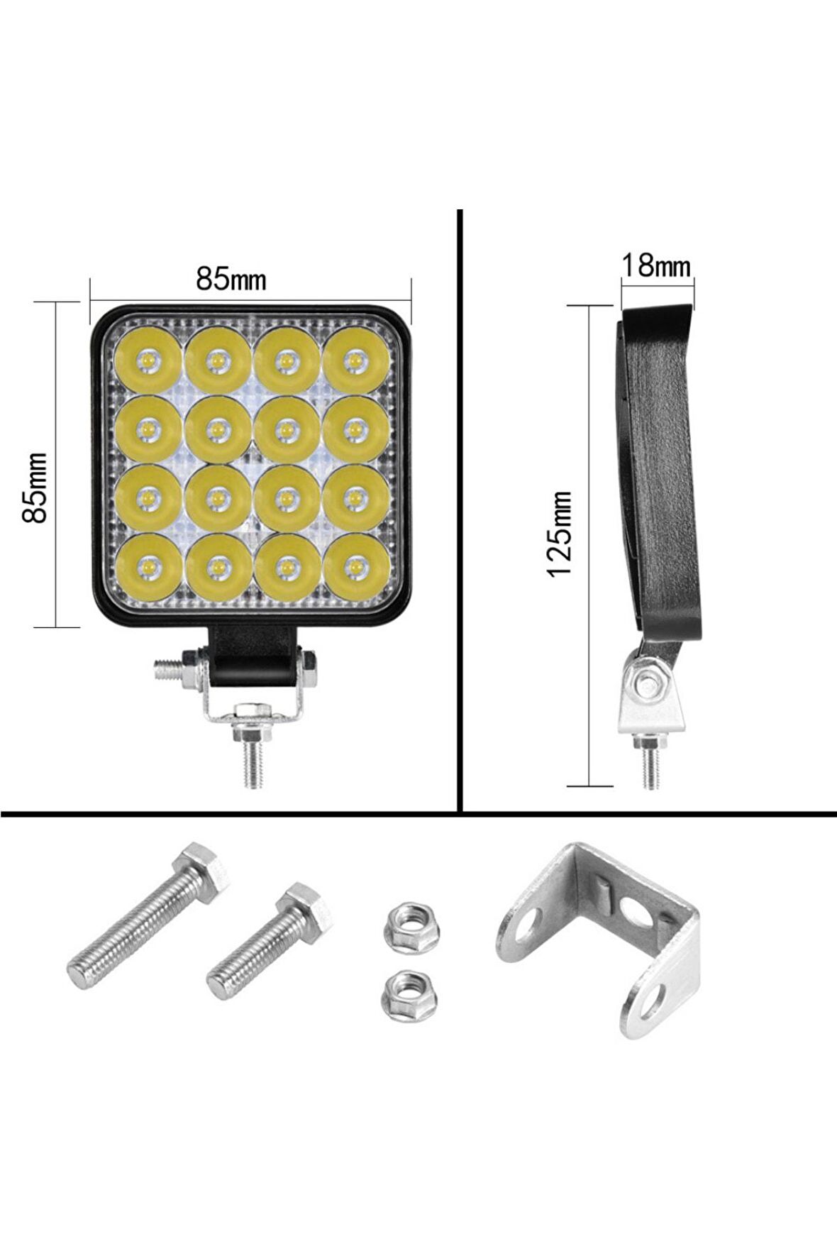 12 Adet 11x11 16 Led Kare Off Road Traktör Tir Kamyon Sis Fari Sis Lambasi Çalisma Lambasi Projektör