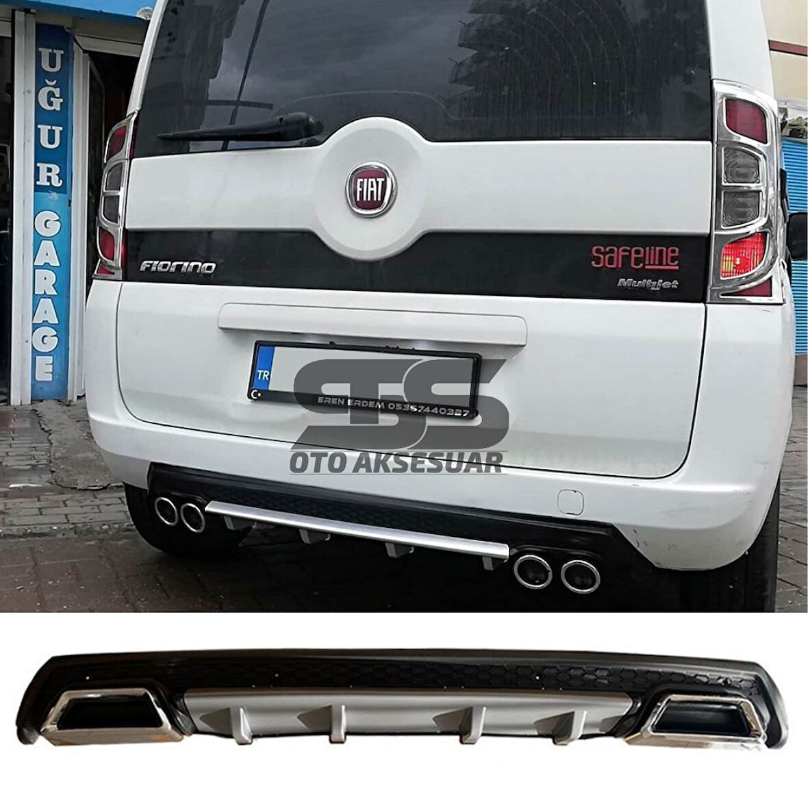 Fiat Fiorino Difüzör Arka Tampon Eki 2 Egzoz Çıkışlı Gri Lüx Tip