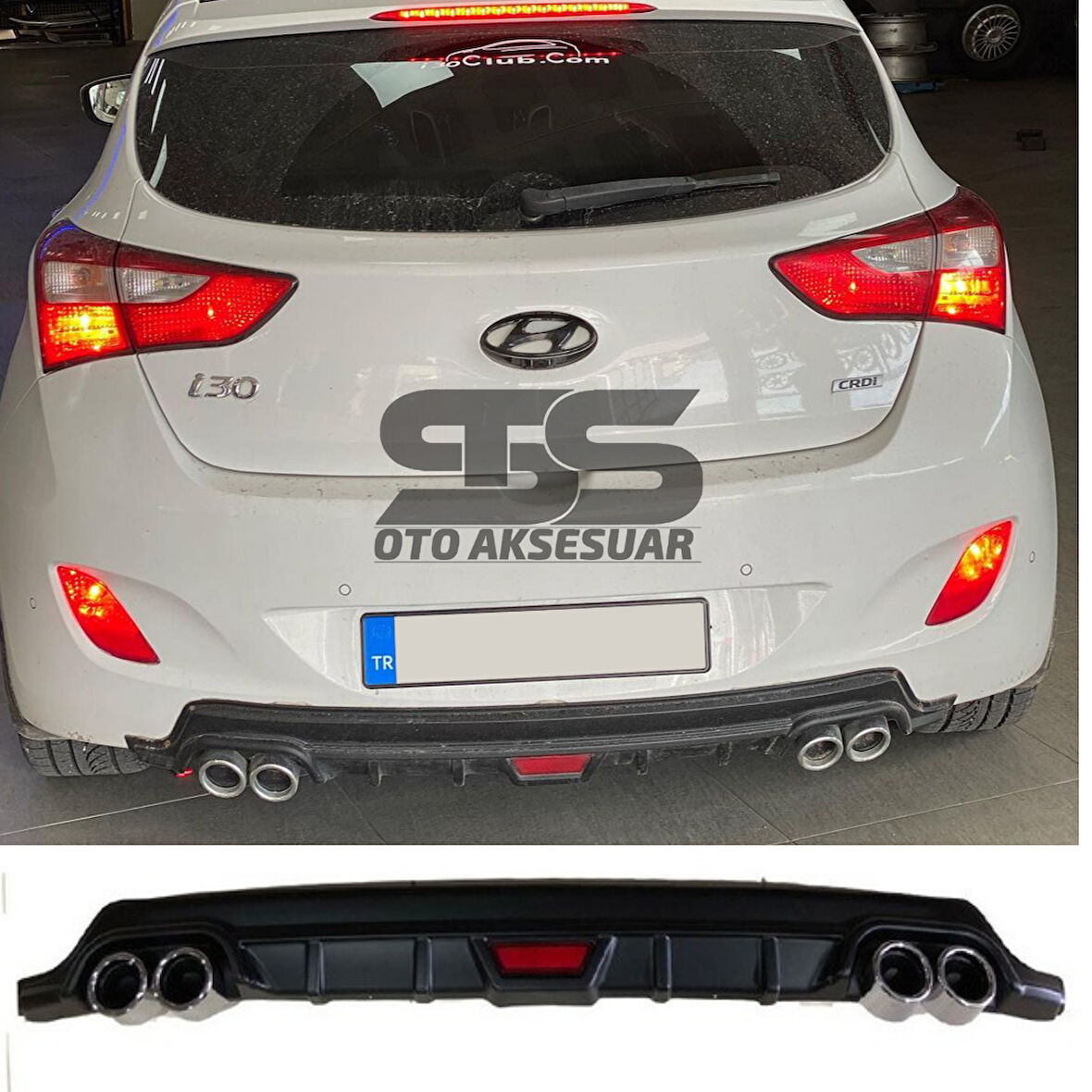 Hyundai i30 Difüzör Arka Tampon Eki 4 Egzoz Çıkışlı Siyah Tip