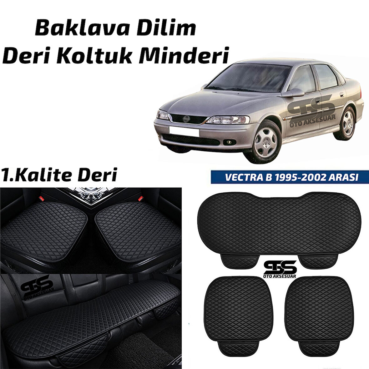 Opel Vectra B 1995-2002 Arası Siyah Deri Oto Koltuk Minderi