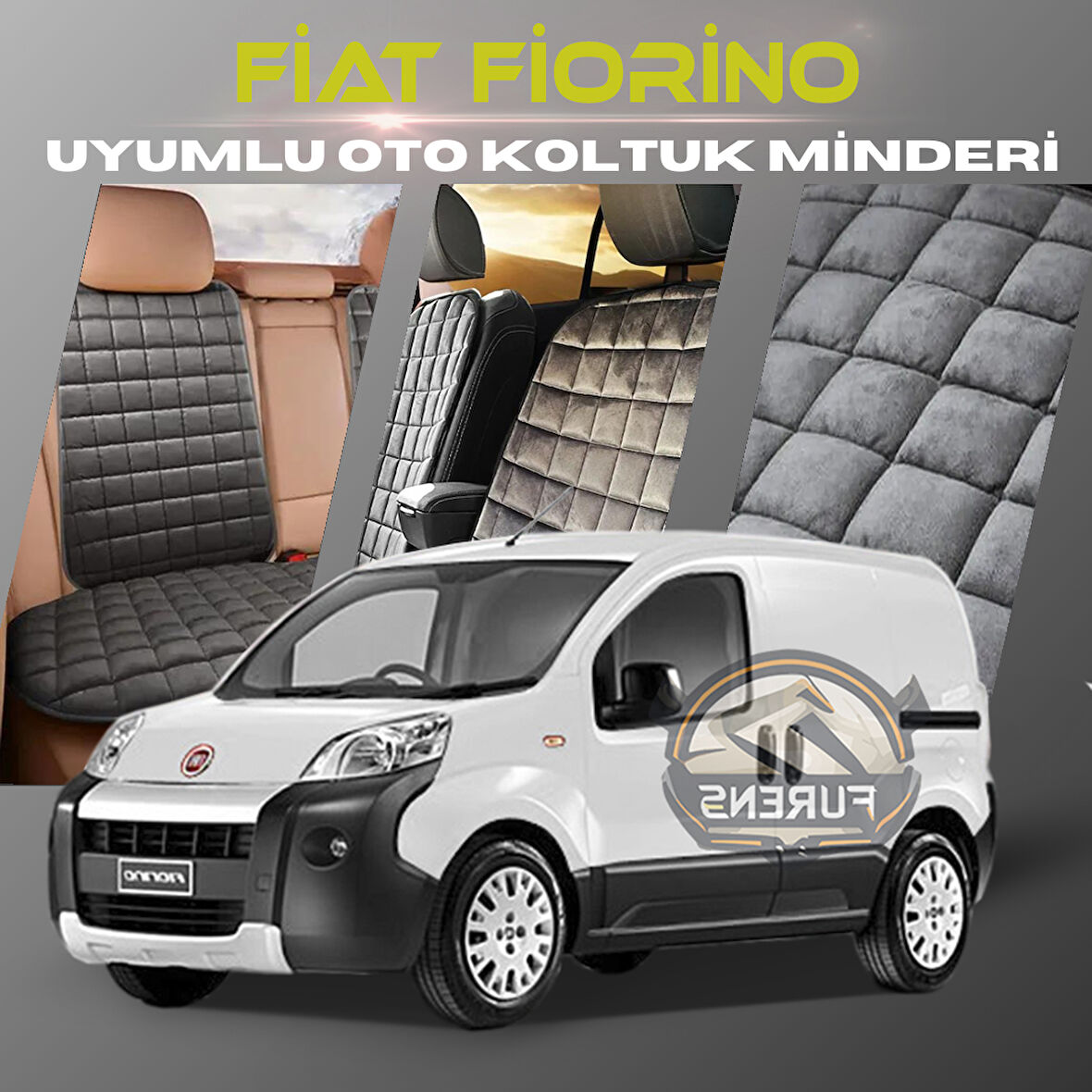 Fiat Fiorino Antrasit Renk Tay Tüyü Cepli & Terletmez Sırtlı Oto Koltuk Minder Seti - Koltuk Koruma Kılıfı (ÖN & ARKA TAM SET)
