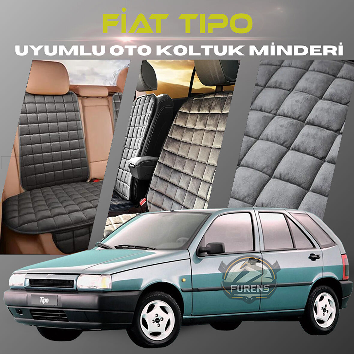 Fiat Tipo Antrasit Renk Tay Tüyü Cepli & Terletmez Sırtlı Oto Koltuk Minder Seti - Koltuk Koruma Kılıfı (ÖN & ARKA TAM SET)