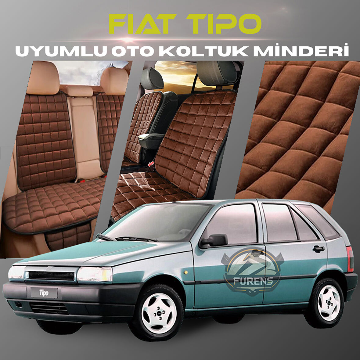 Fiat Tipo Kahverengi Renk Tay Tüyü Cepli & Terletmez Sırtlı Oto Koltuk Minder Seti - Koltuk Koruma Kılıfı (ÖN & ARKA TAM SET)