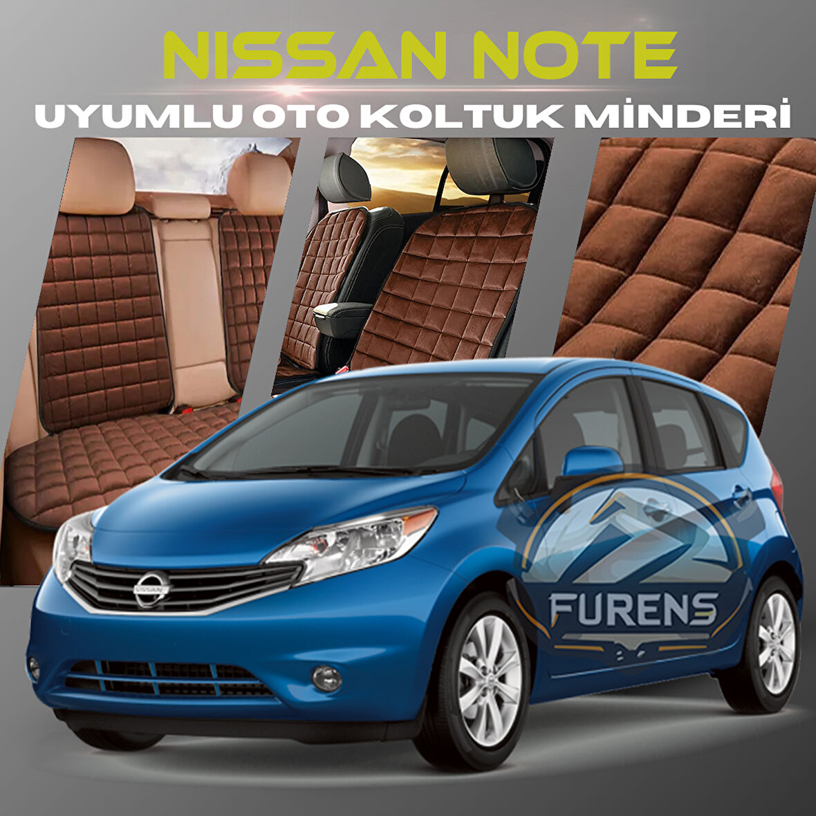 Nissan Note Kahverengi Renk Tay Tüyü Cepli & Terletmez Sırtlı Oto Koltuk Minder Seti - Koltuk Koruma Kılıfı (ÖN & ARKA TAM SET)