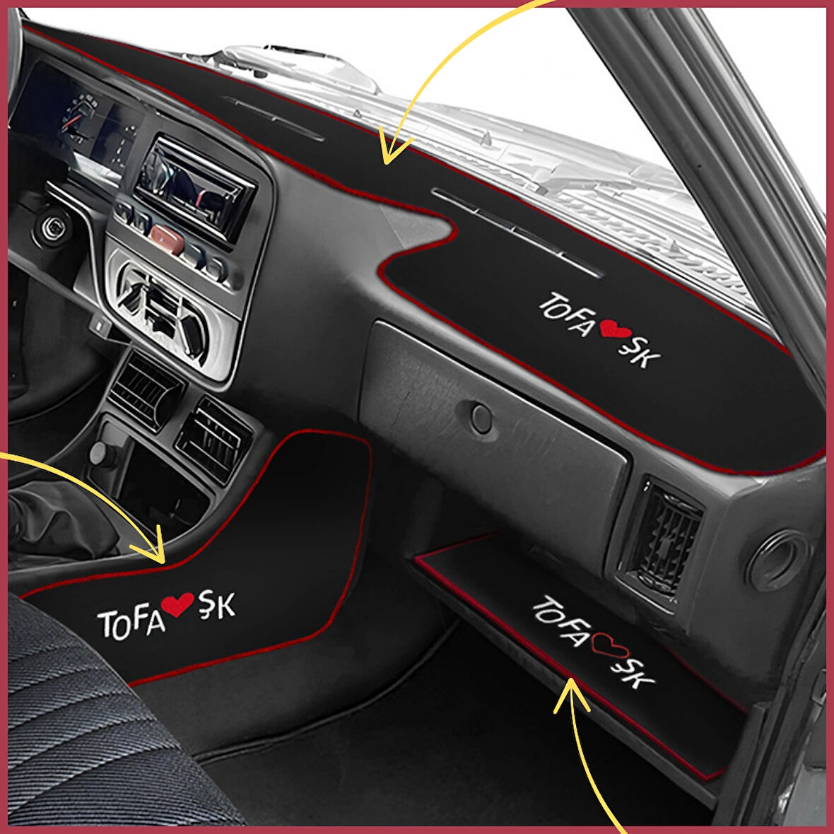 Tofaş Şahin Doğan Kartal Yüksek Torpido Halısı & Vites Konsol Yan Halı & Torpido Alt Sehpa Örtüsü