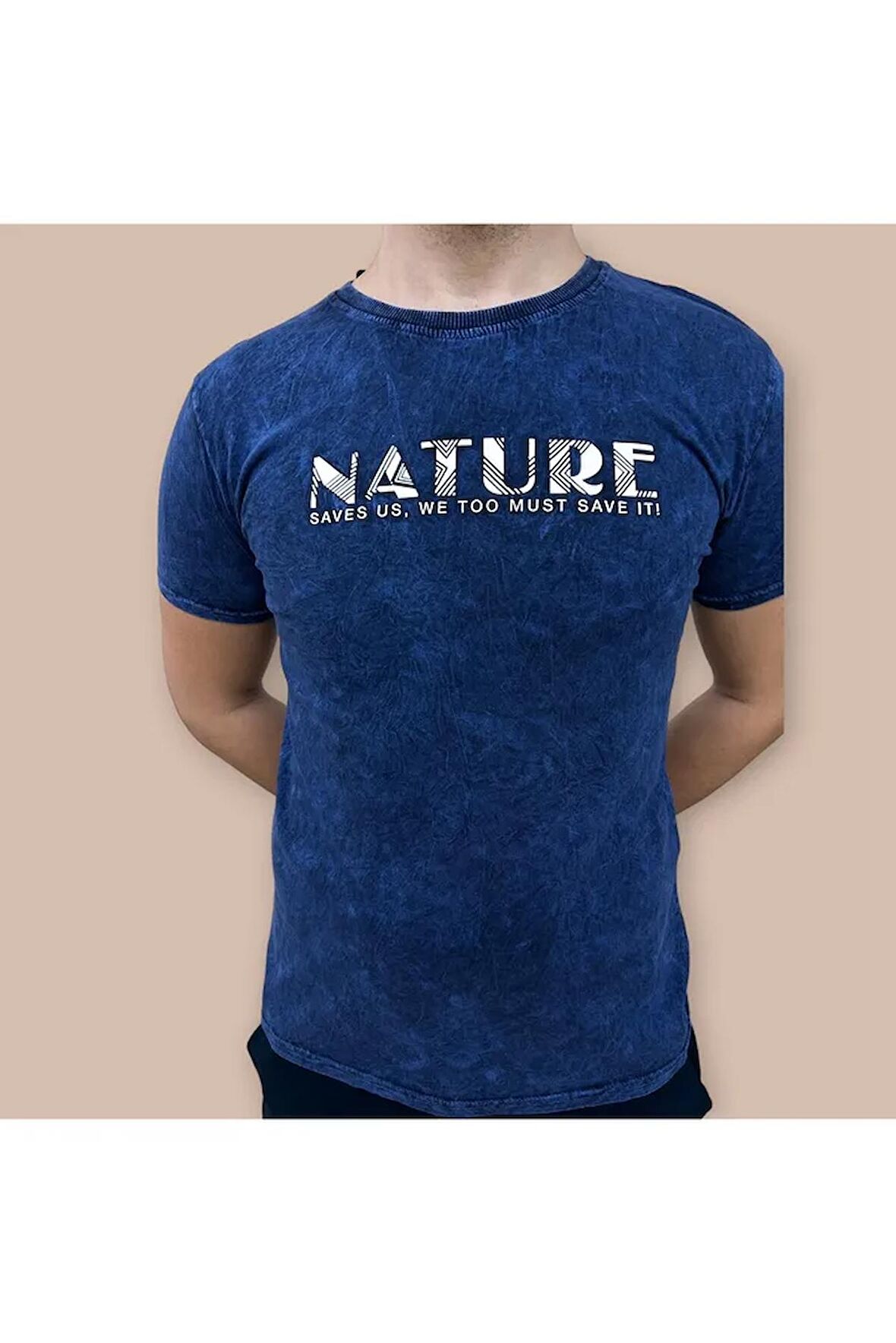 Erkek  Fit Kesim Enjeksiyon Baskılı Pamuklu T-Shirt