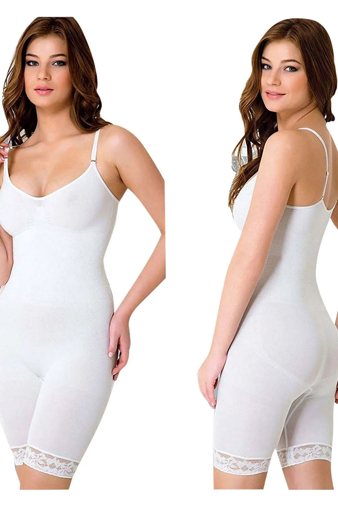 Kadın Beyaz Dantelli Boxer Boy Korse 2031