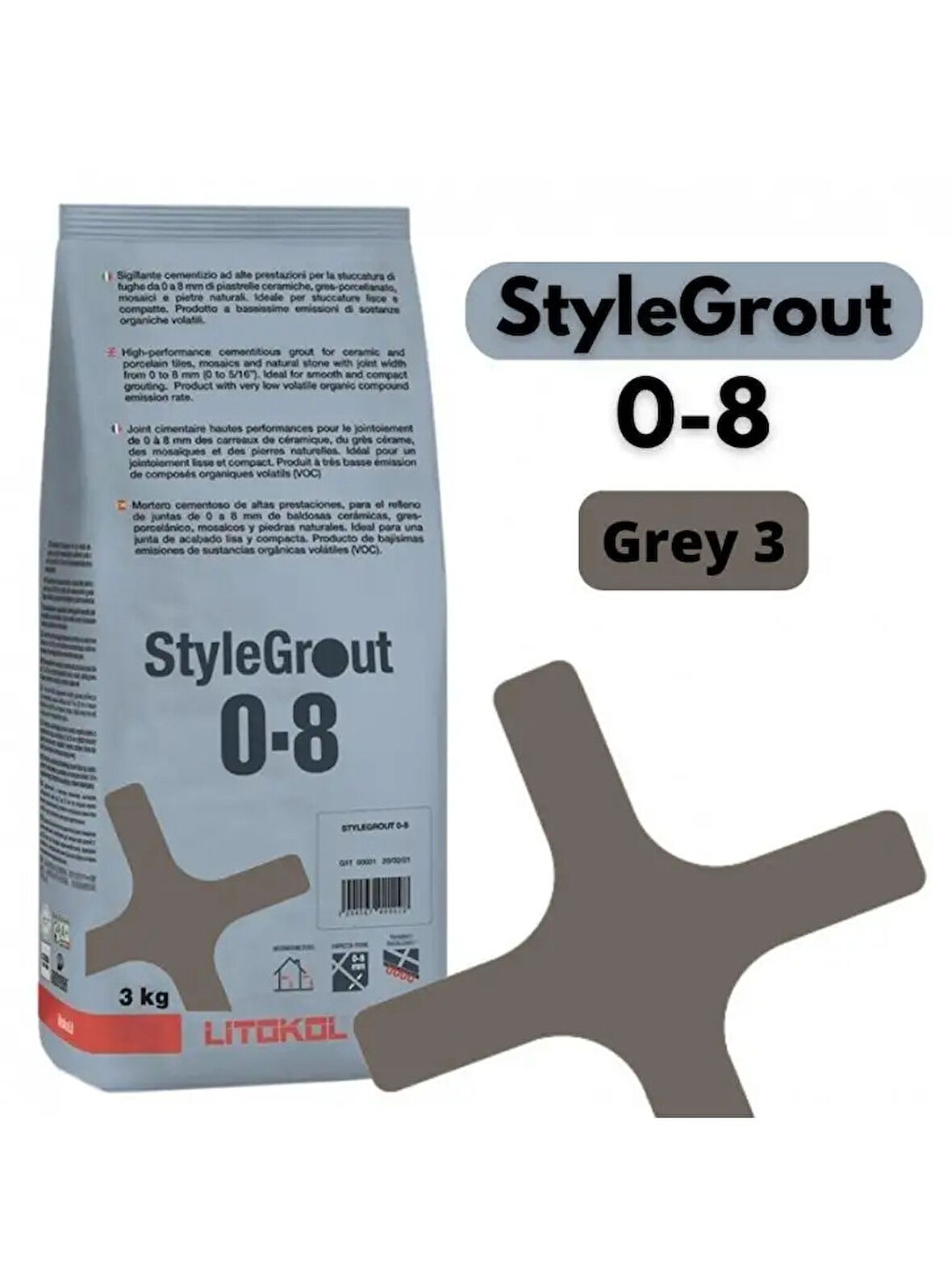 STYLEGROUT 0-8 GREY 3 DERZ DOLGU 3 KG