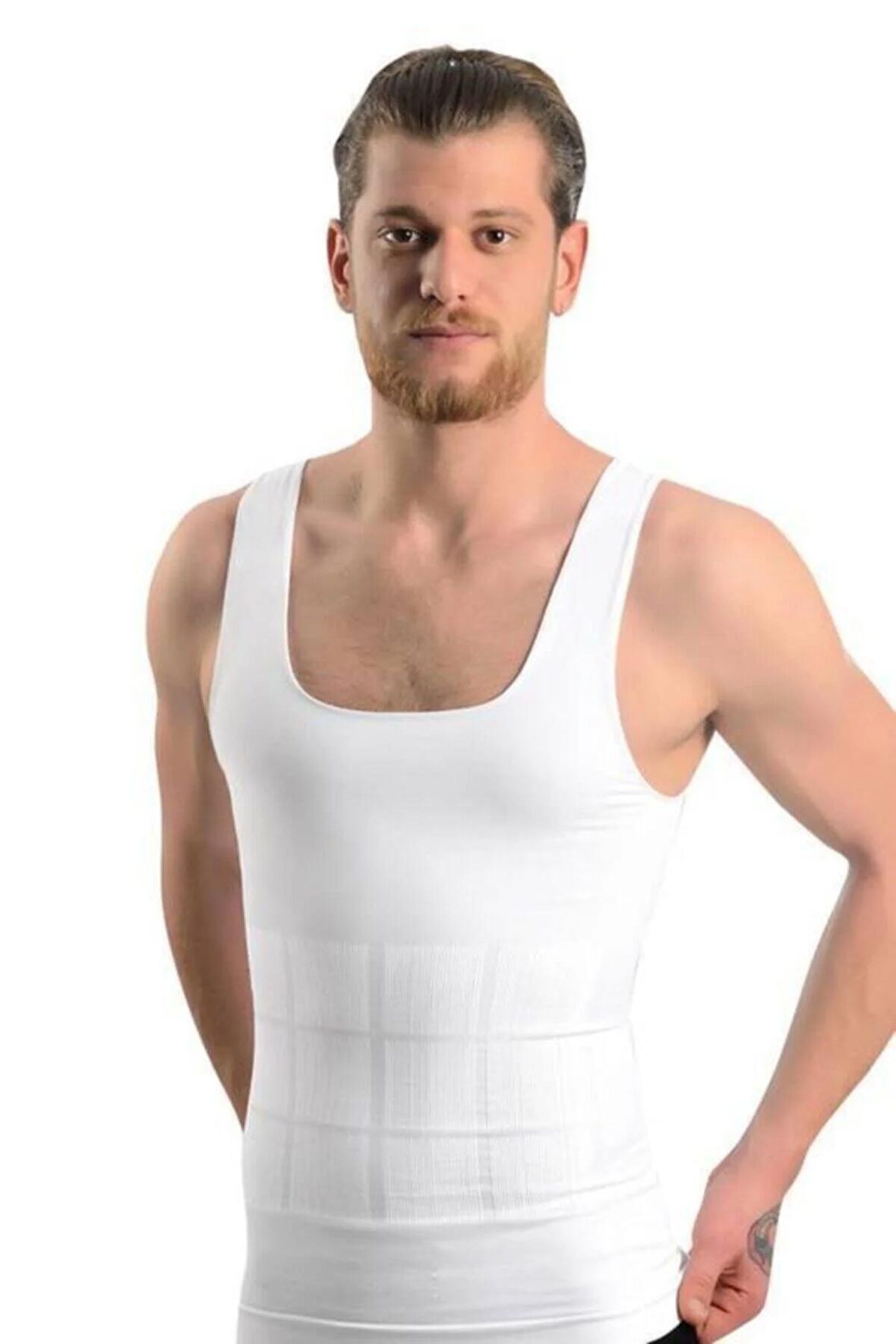 Erkek Siyah Kalın Askılı U Yaka Atlet Korse 740